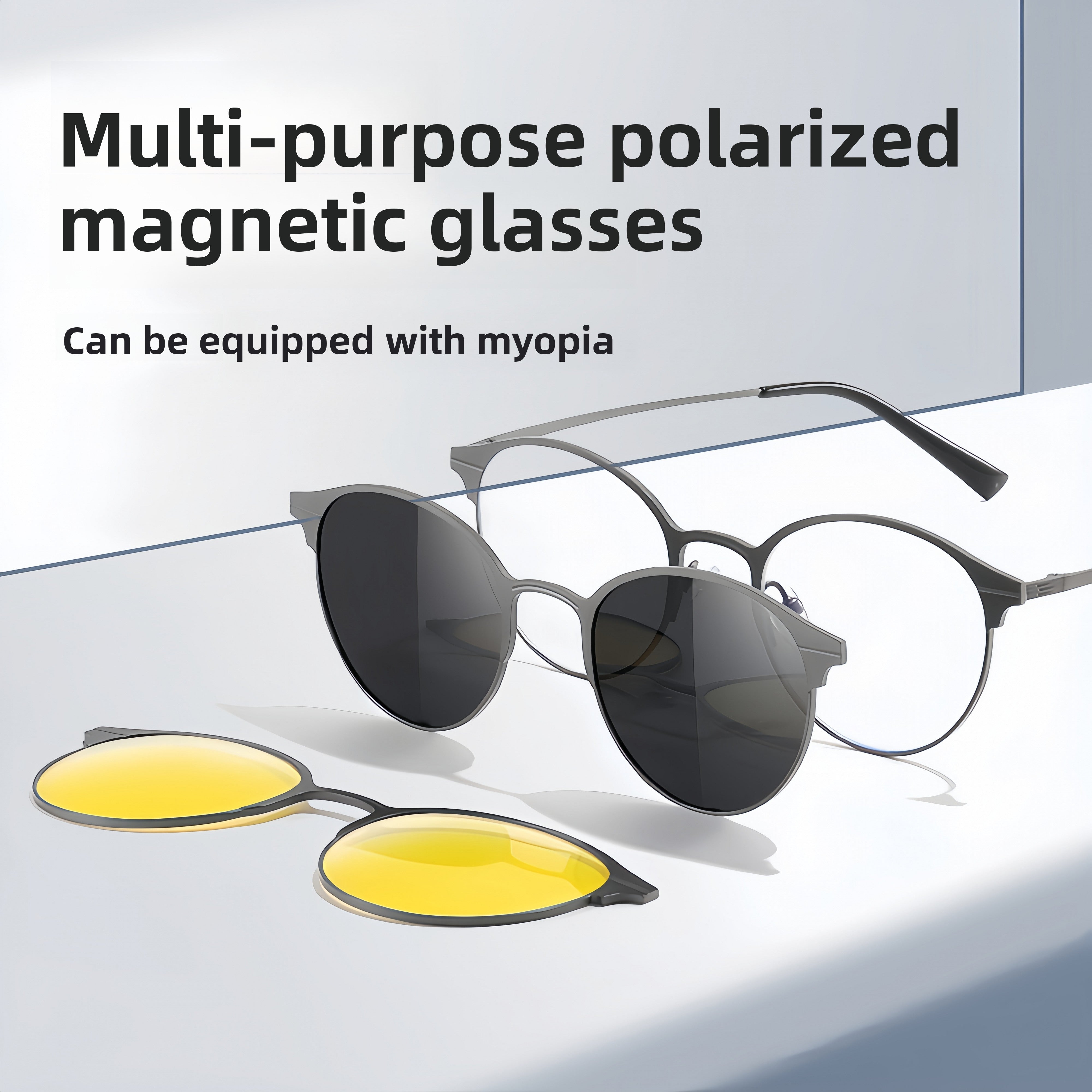 Men's 3-in-1 Round Prescription Frame & Sunglasses Set