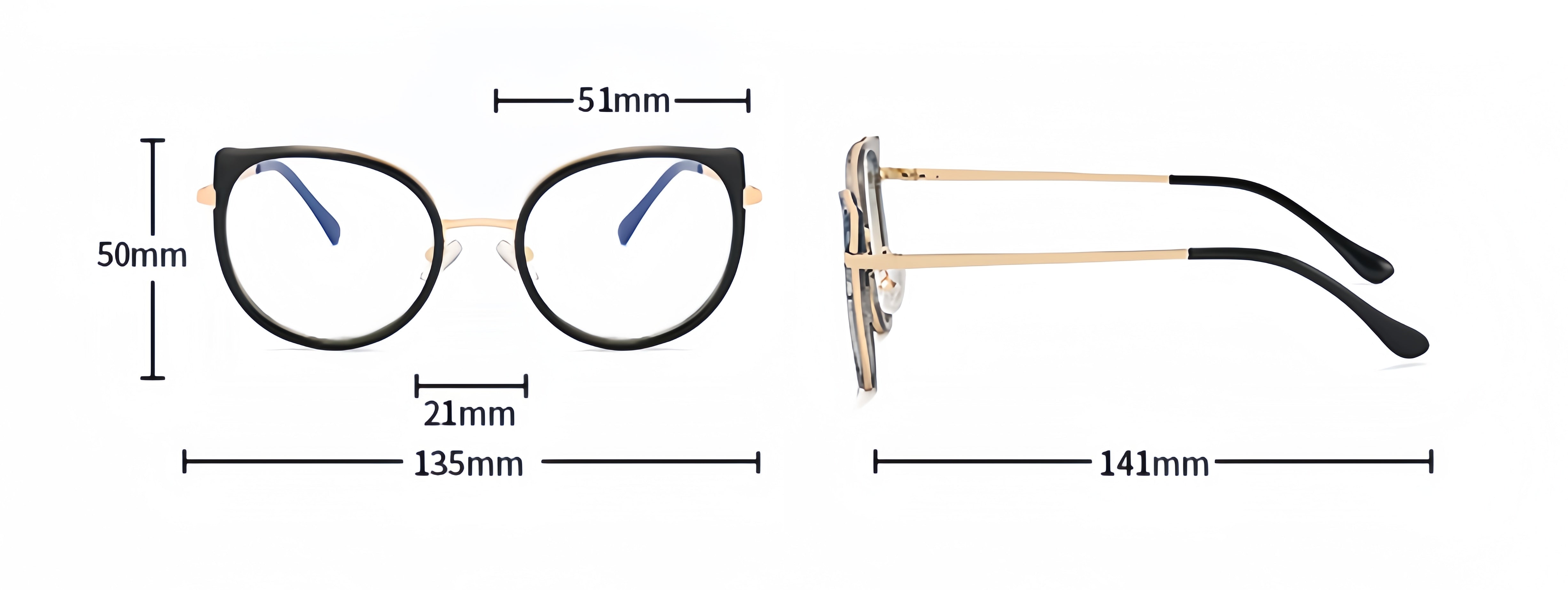 Dual-Tone Metal Full-Rim Cat-Eye Eyewear Frames
