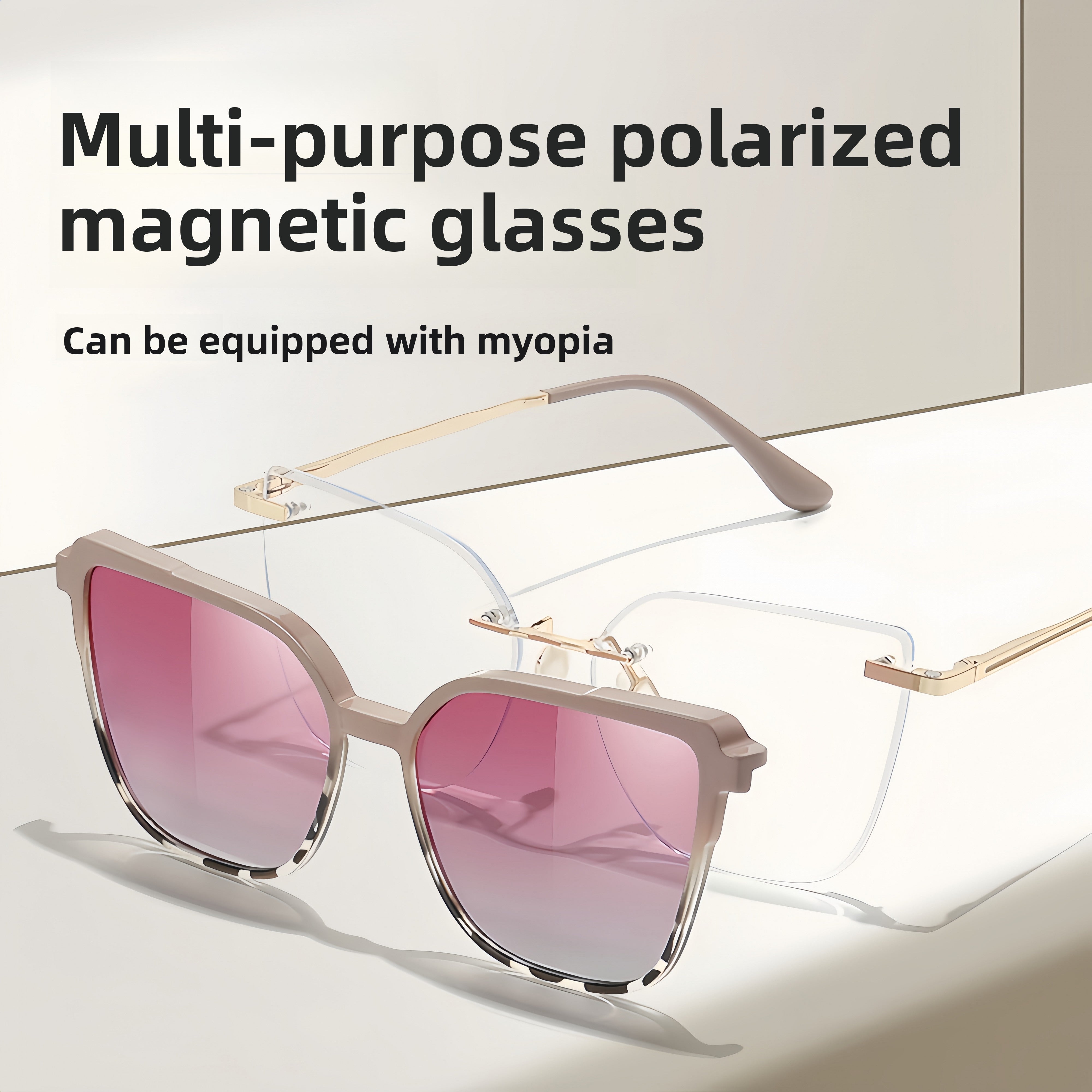 Women's TR90 Ultralight Prescription Frame with Magnetic Clip-on Sunglass Kit