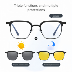 Men's Magnetic Clip-On Sunglasses & Optical Frames Bundle