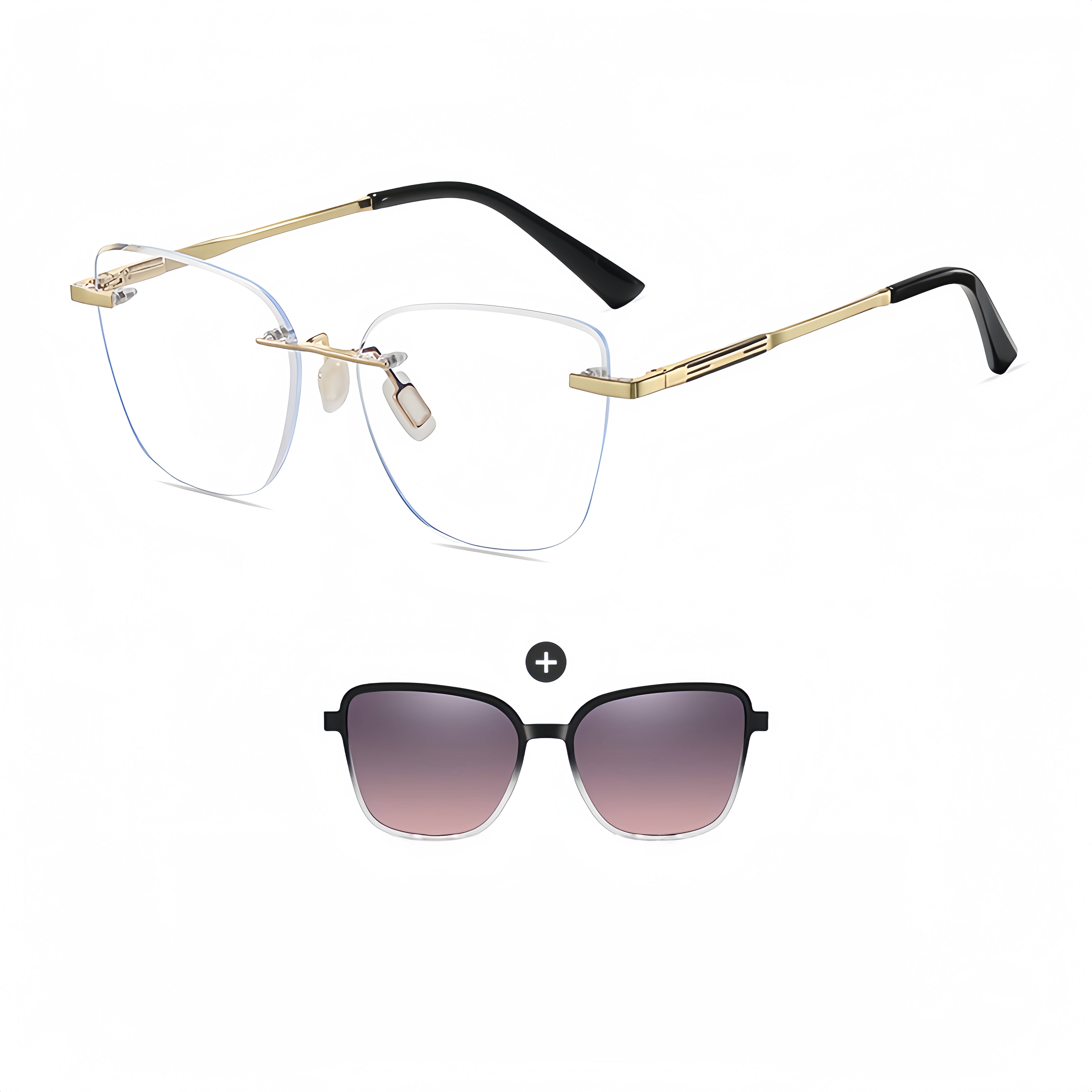 Women's TR90 Prescription Frame & Magnetic Clip-on Sunglass Kit