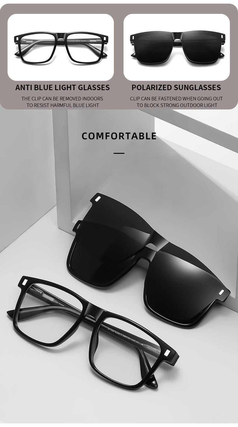 Magnetic Clip-On Polarized Sunglasses
