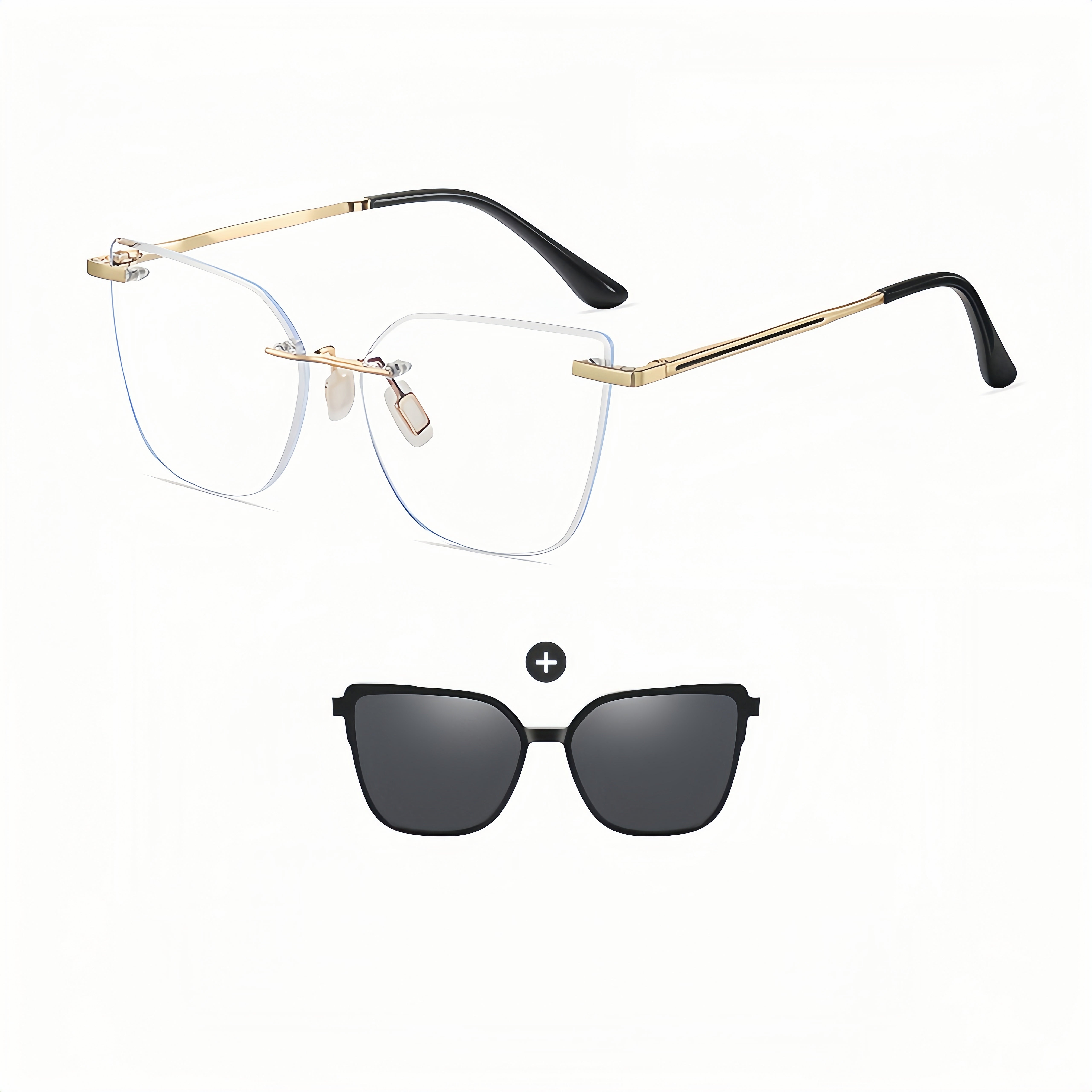 Women's TR90 Ultralight Prescription Frame with Magnetic Clip-on Sunglass Kit
