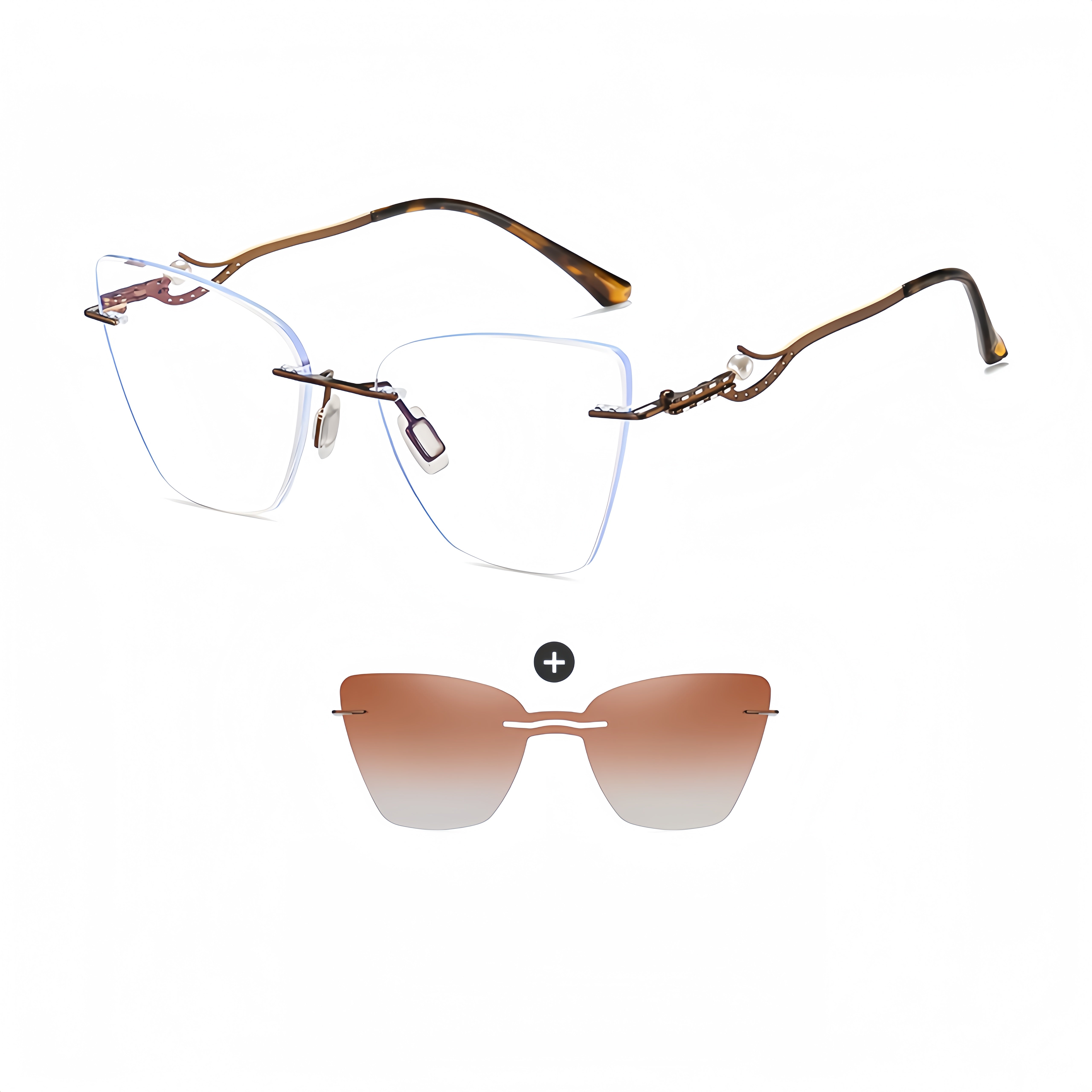 Women's Rimless All-in-One Sunglasses & Prescription Eyewear Set