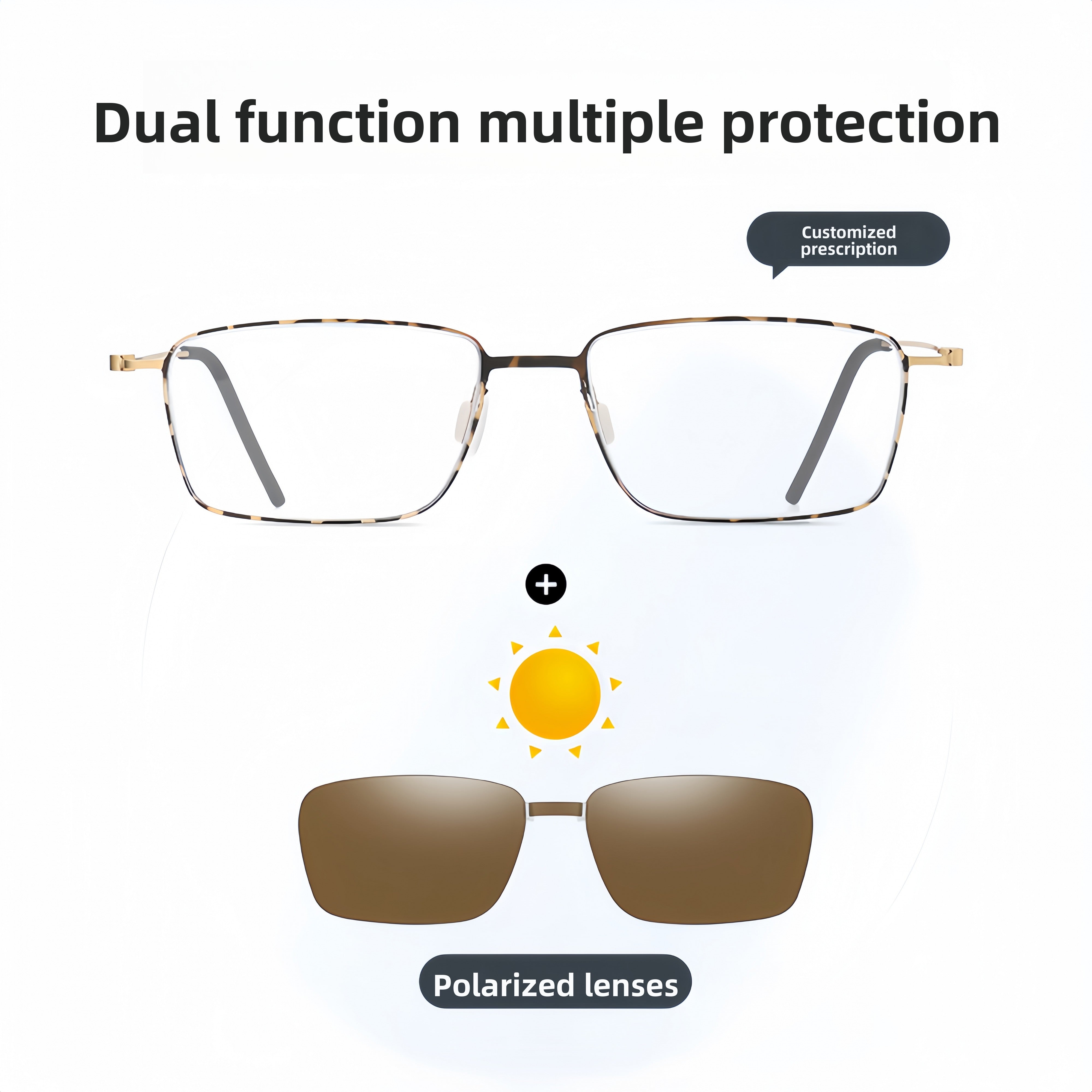 Unisex Magnetic RX Frame with Clip-On Sunglasses