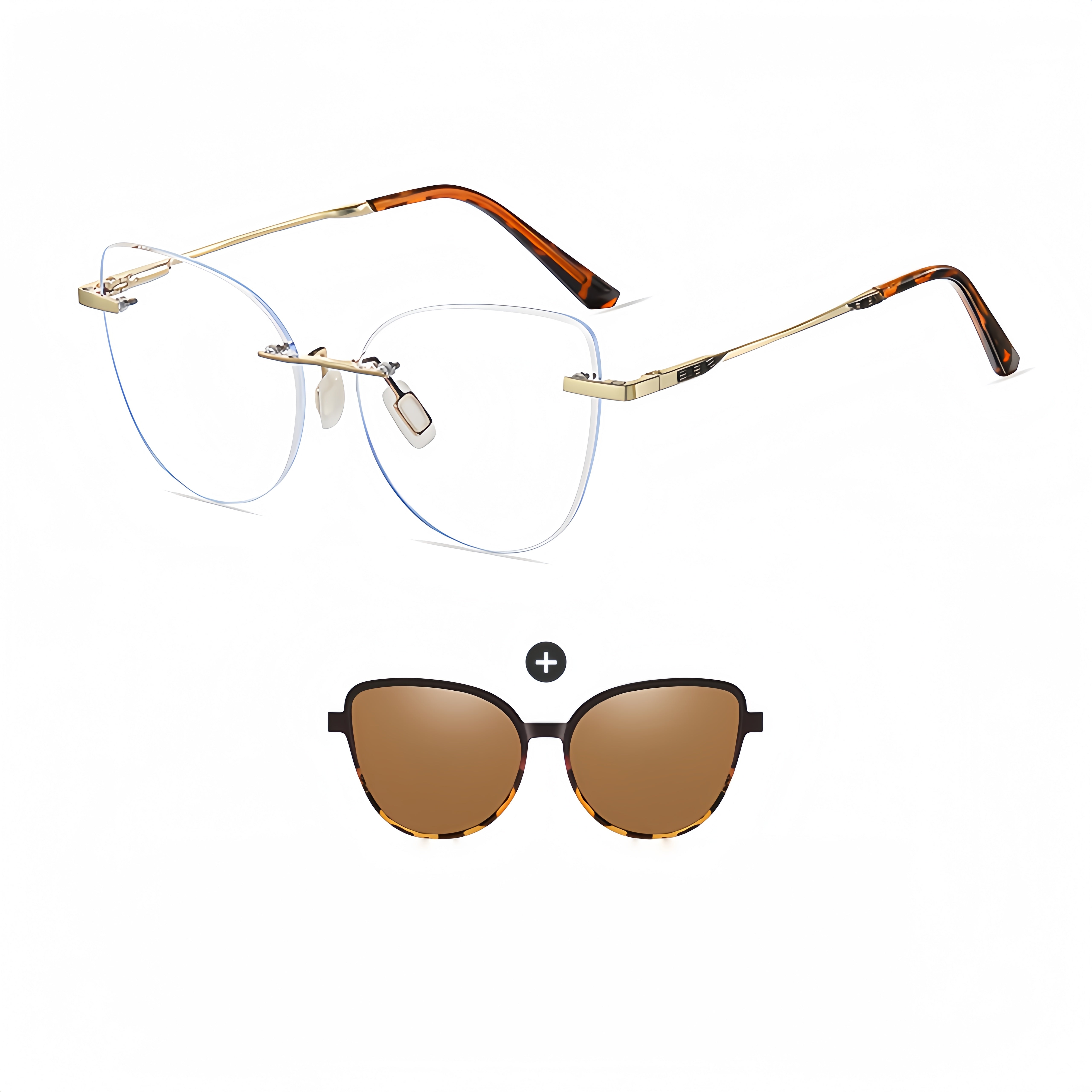Women's TR90 Magnetic Clip-On Sunglasses & Prescription Frames 2-in-1