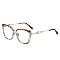 Women's TR90+ Metal Leopard Pattern Square Eyeglass Frame