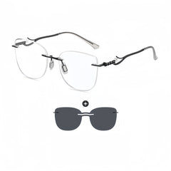 Rimless Magnetic Clip Sunglasses + RX Frame