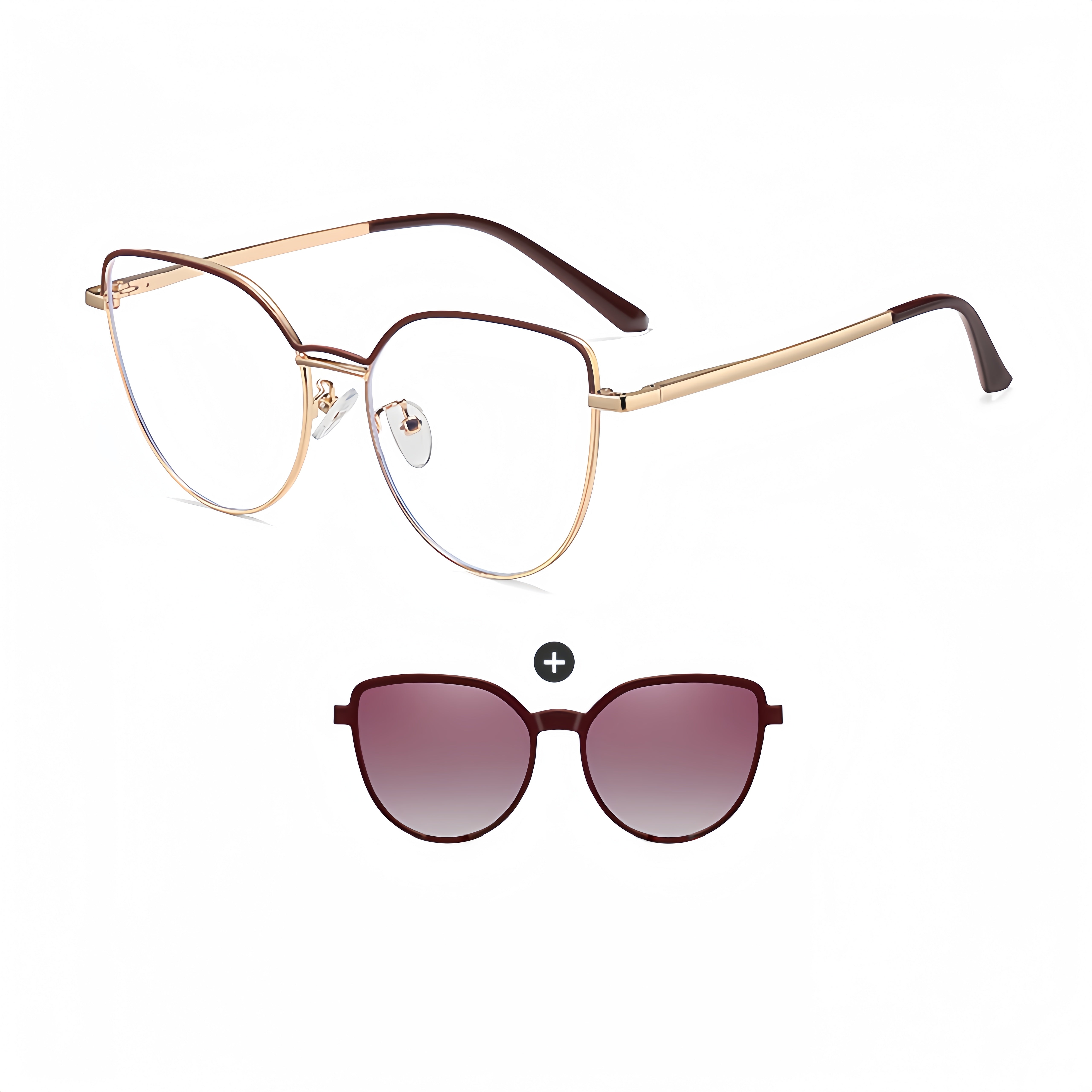 Women's TR90 Prescription Frames with Magnetic Clip-On Sunglasses Bundle
