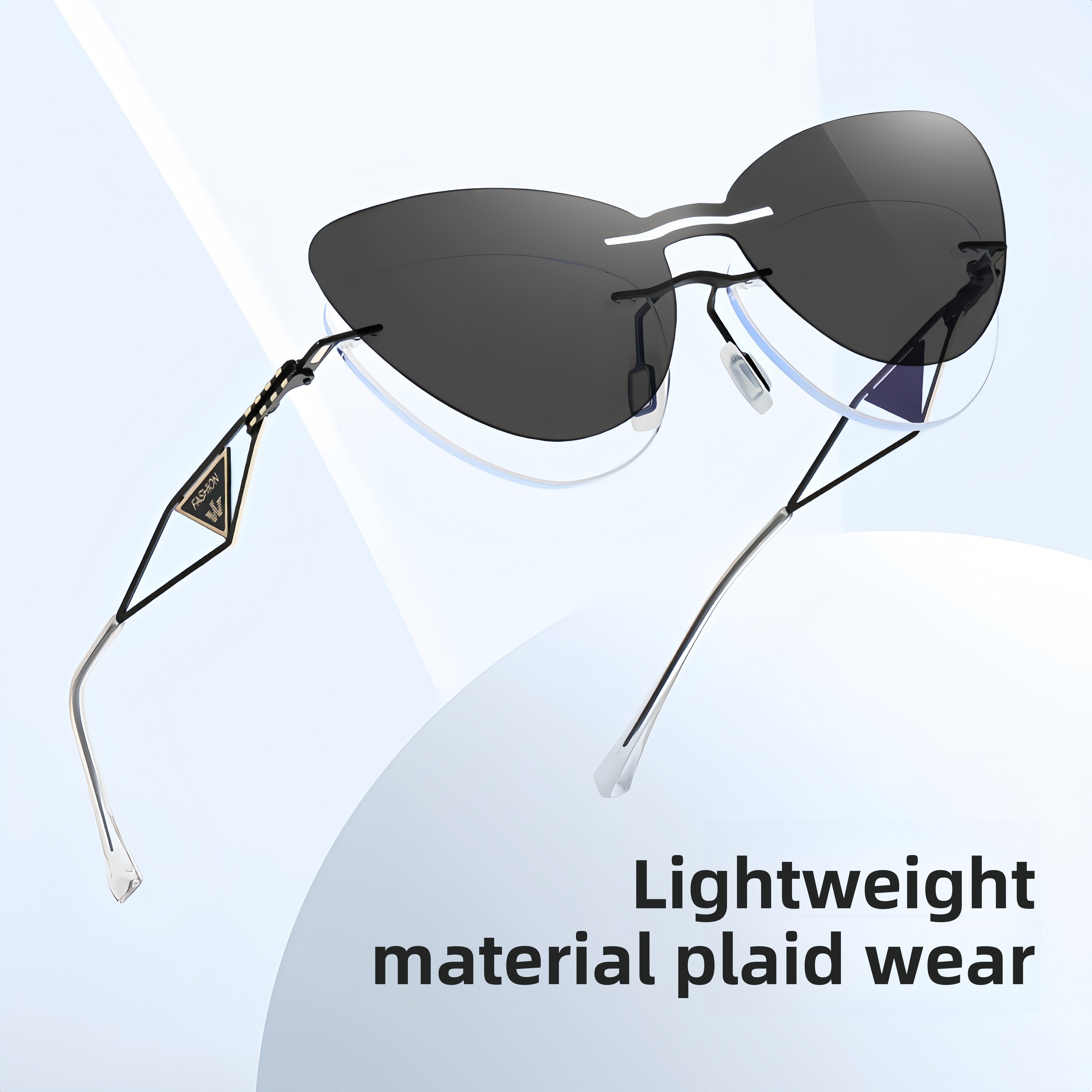 Cat-Eye Rimless RX Frame with Magnetic Clip