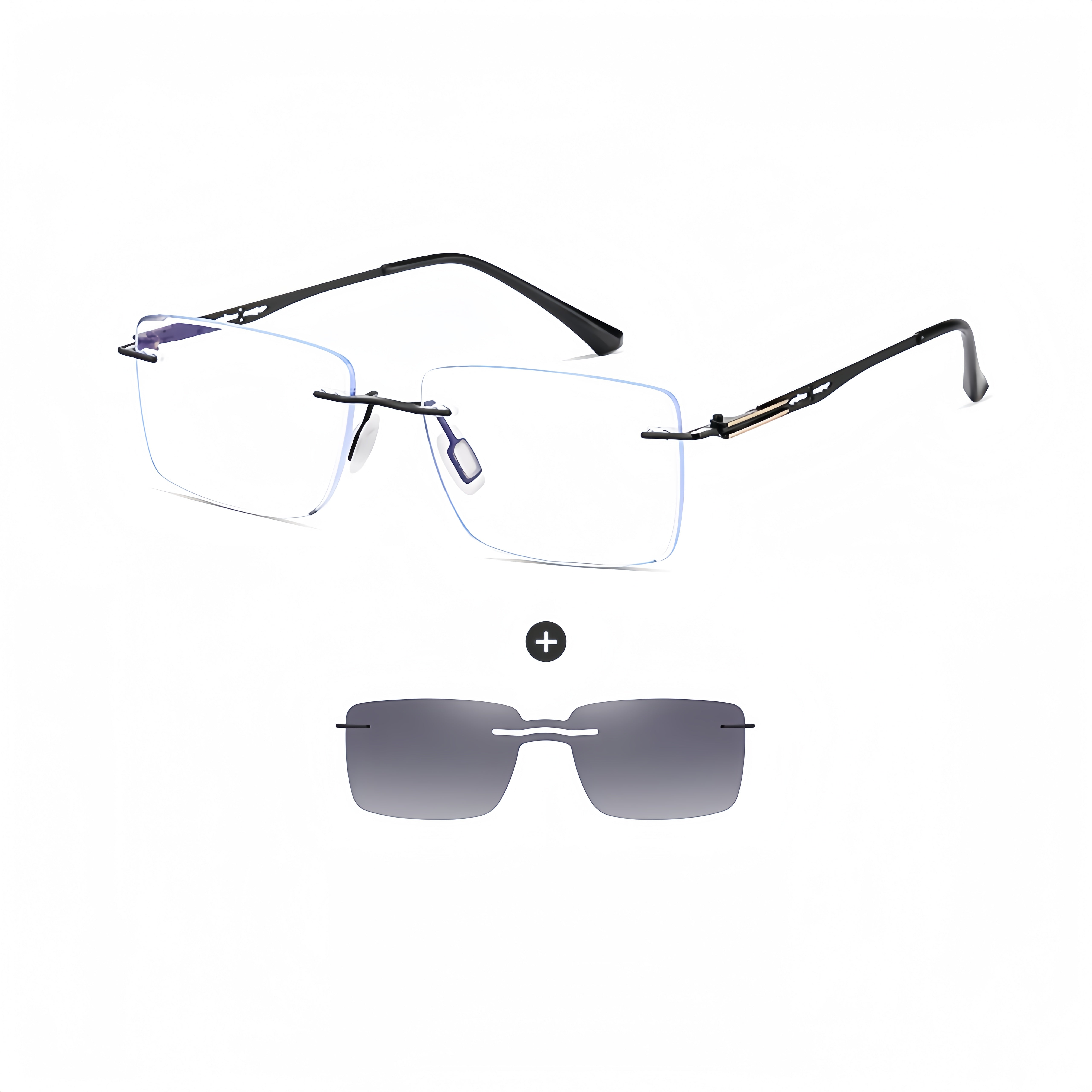 Rimless Rx Frame with Magnetic Clip-On System