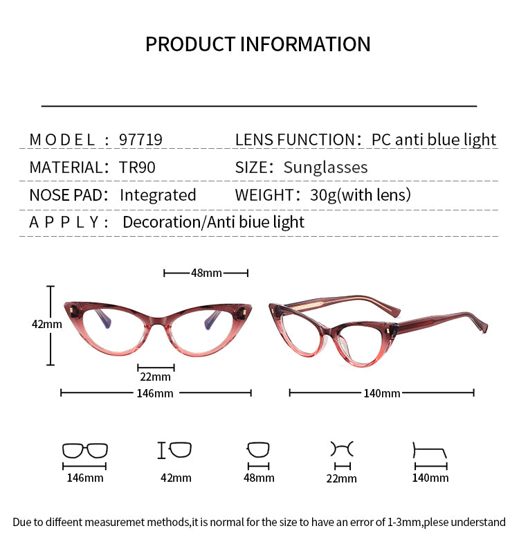 Women's Cat Eye Gradient Eyeglass Frames