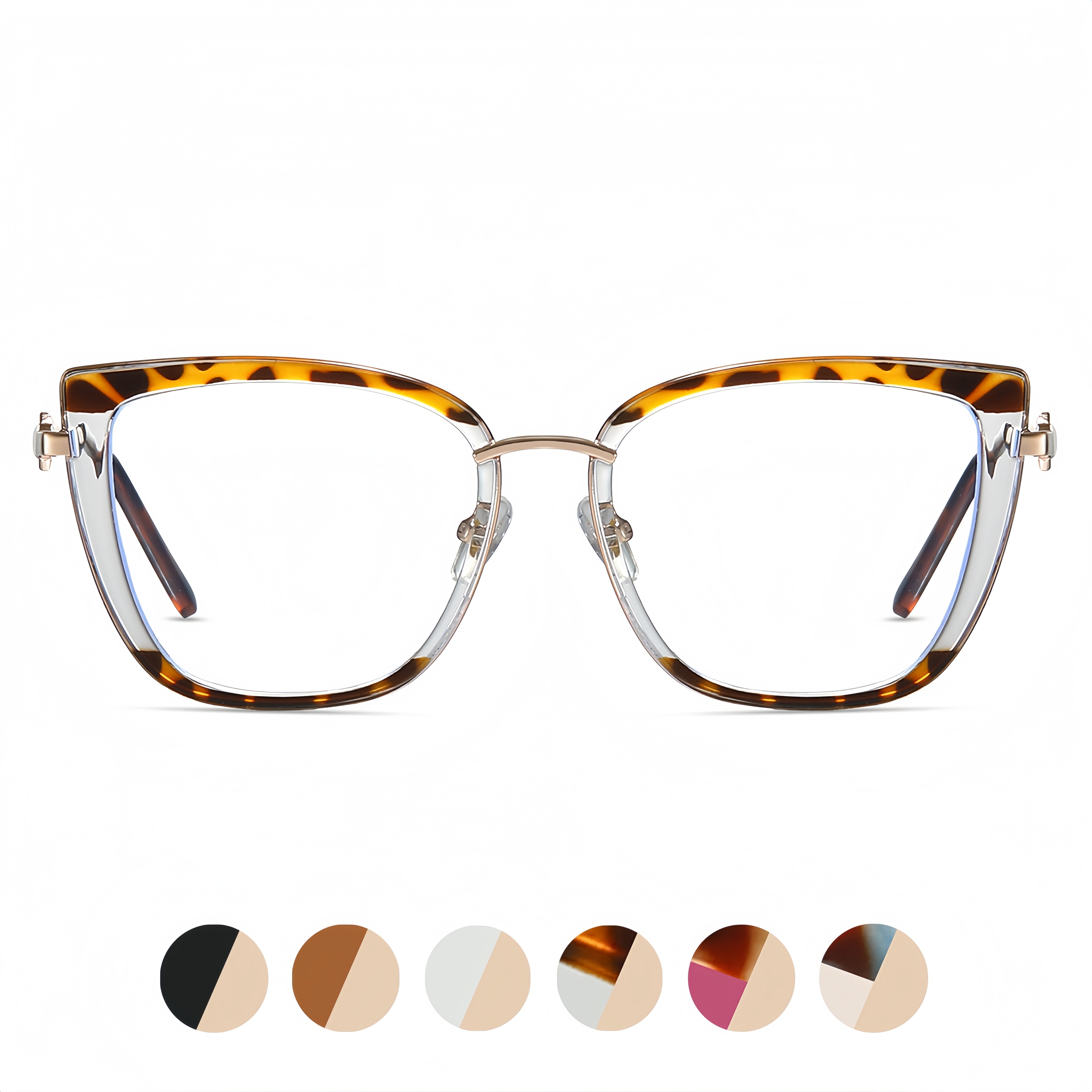 Women's TR90+ Metal Leopard Pattern Square Eyeglass Frame
