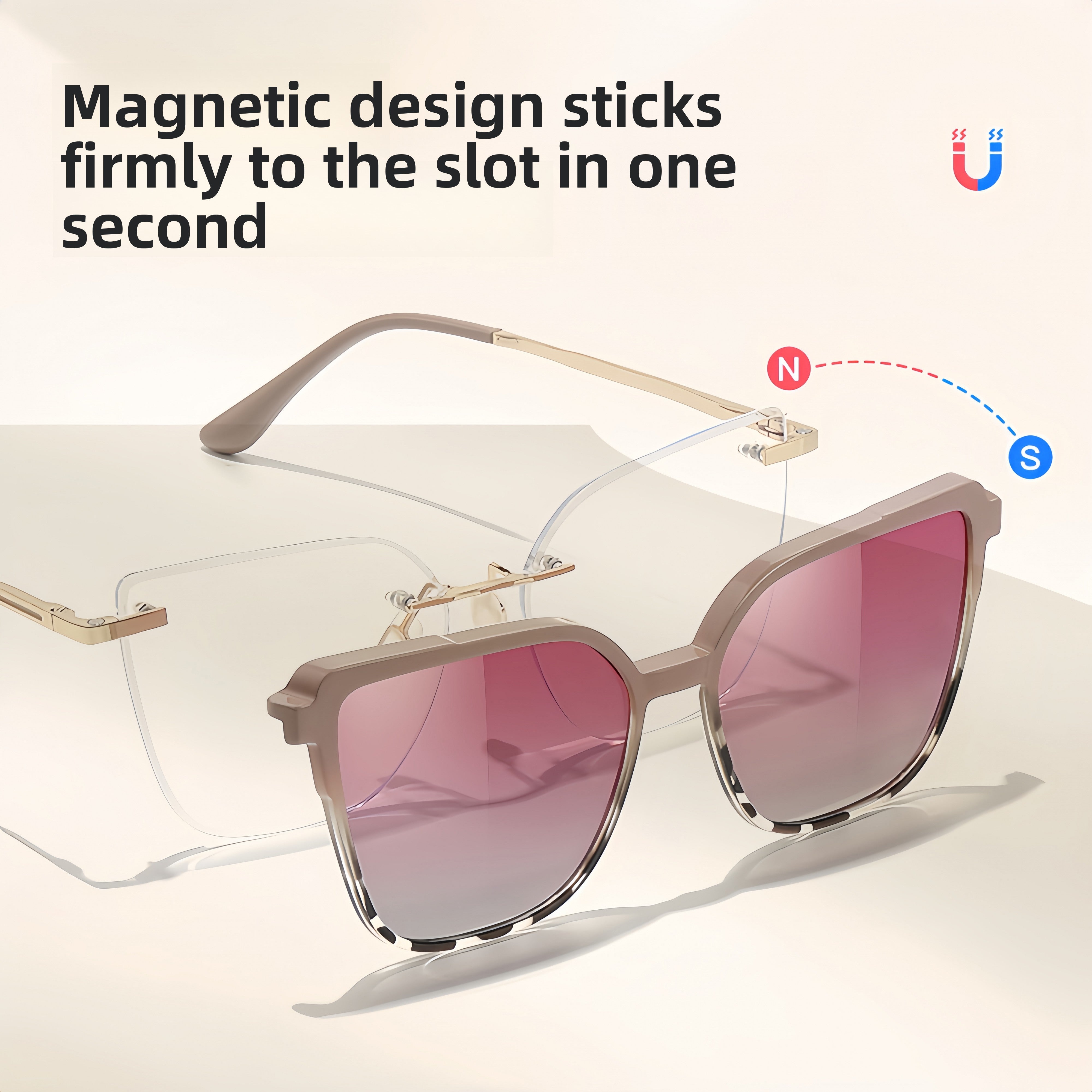 Women's TR90 Ultralight Prescription Frame with Magnetic Clip-on Sunglass Kit