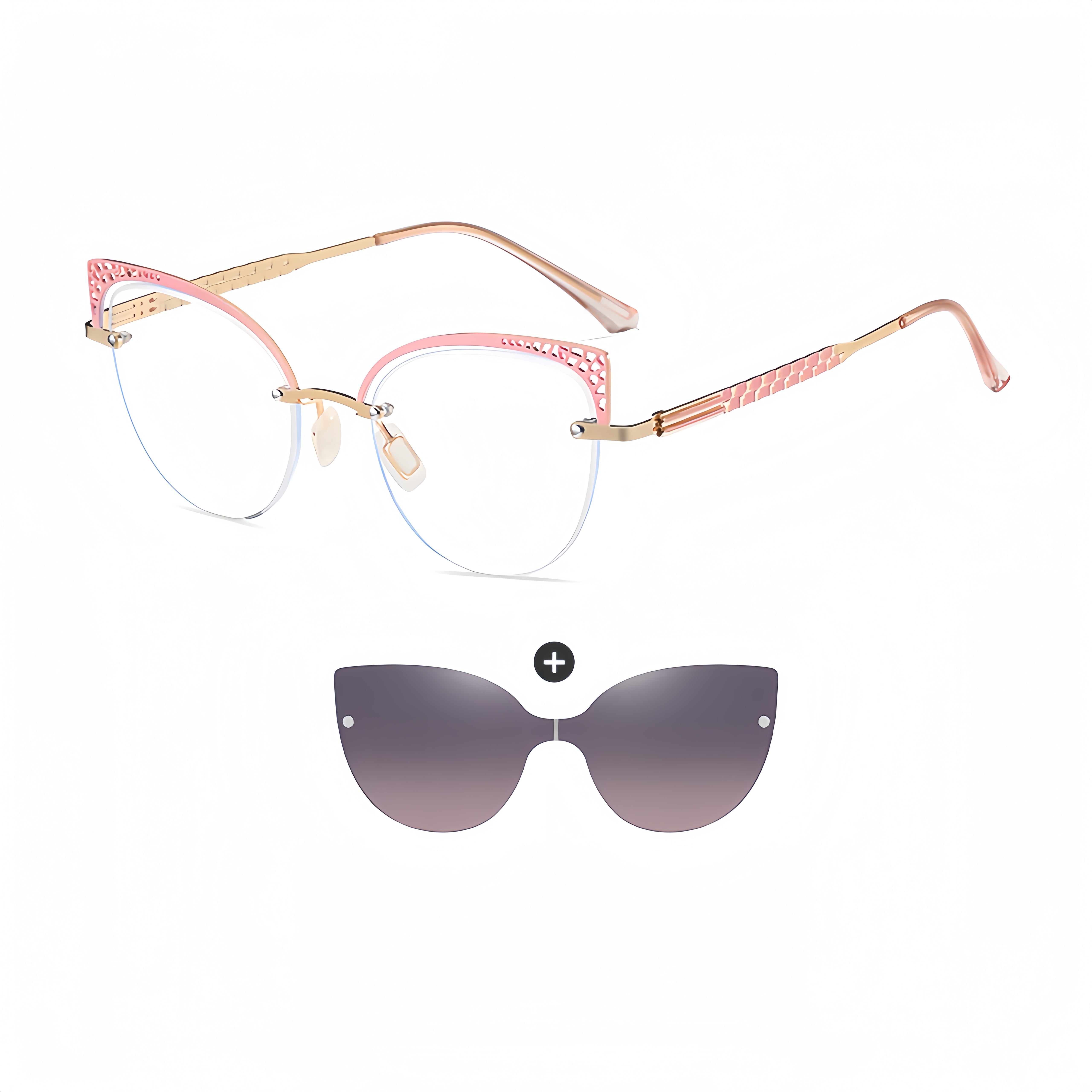 Women's 2-in-1 Magnetic Clip-on Prescription Glasses Set