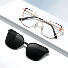Women's Metal Prescription Glasses & Magnetic Clip-on Sunglasses Set