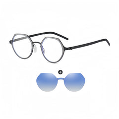 Geometric Titanium Frame with Mag-Polarized Clip-Ons