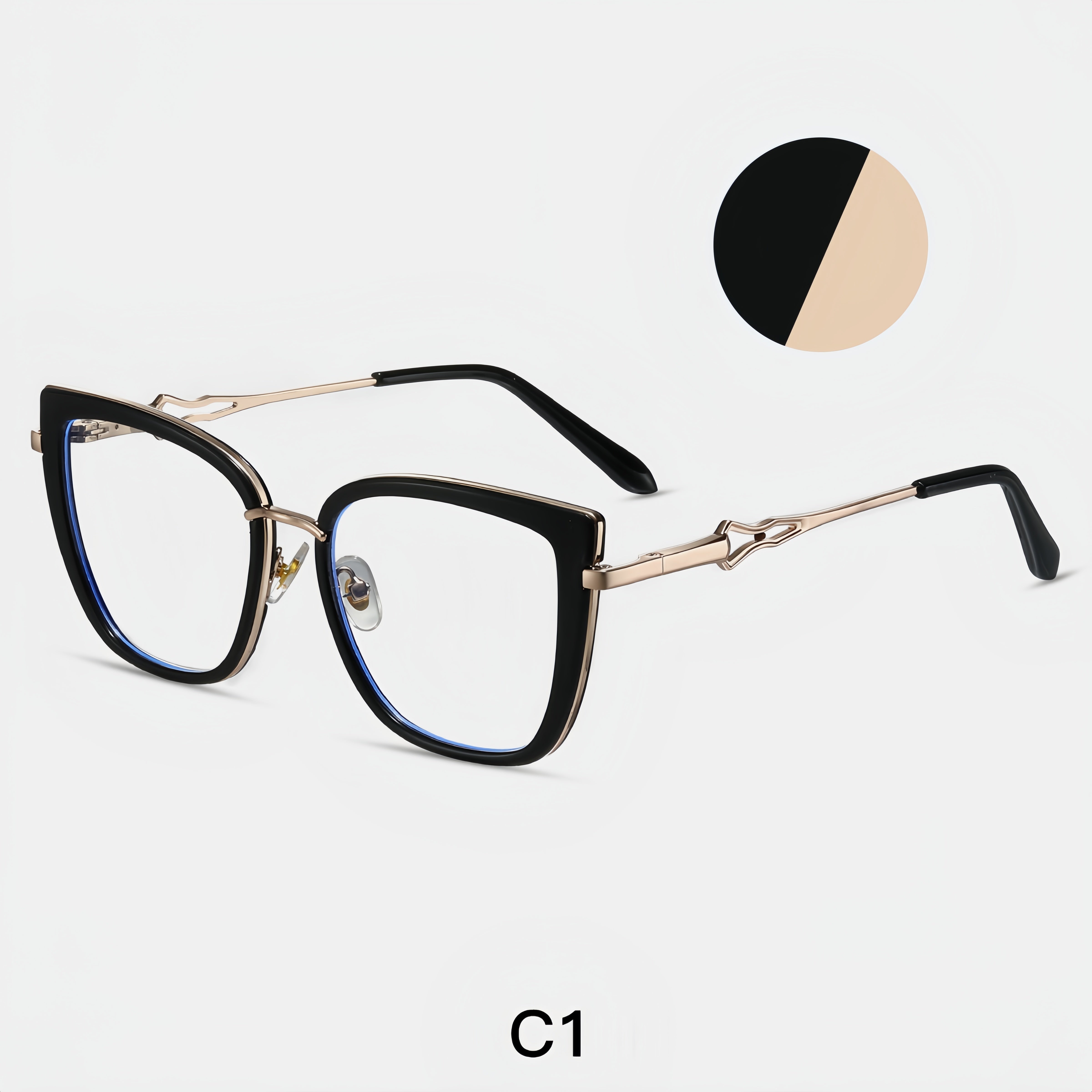 Women's TR90+ Metal Leopard Pattern Square Eyeglass Frame