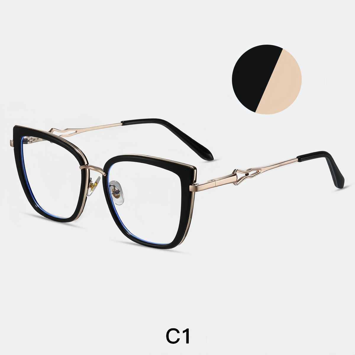 Women's TR90+ Metal Leopard Pattern Square Eyeglass Frame