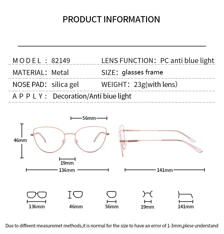 Women's Metal Cat-Eye Glasses Frames