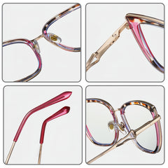 Women's TR90+ Metal Leopard Pattern Square Eyeglass Frame