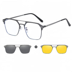 Men's Magnetic Clip-On Sunglasses + Prescription Glasses Frame