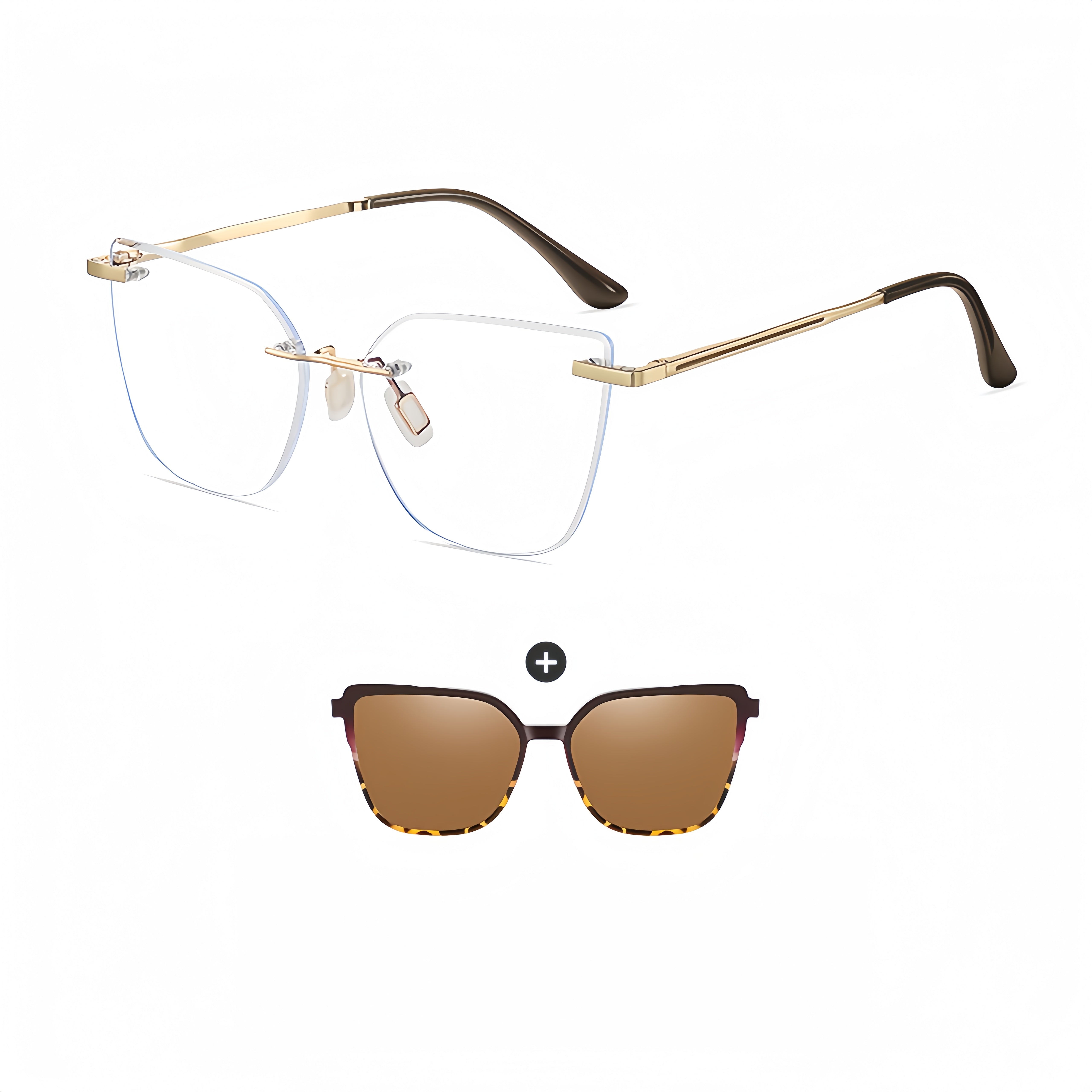 Women's TR90 Ultralight Prescription Frame with Magnetic Clip-on Sunglass Kit