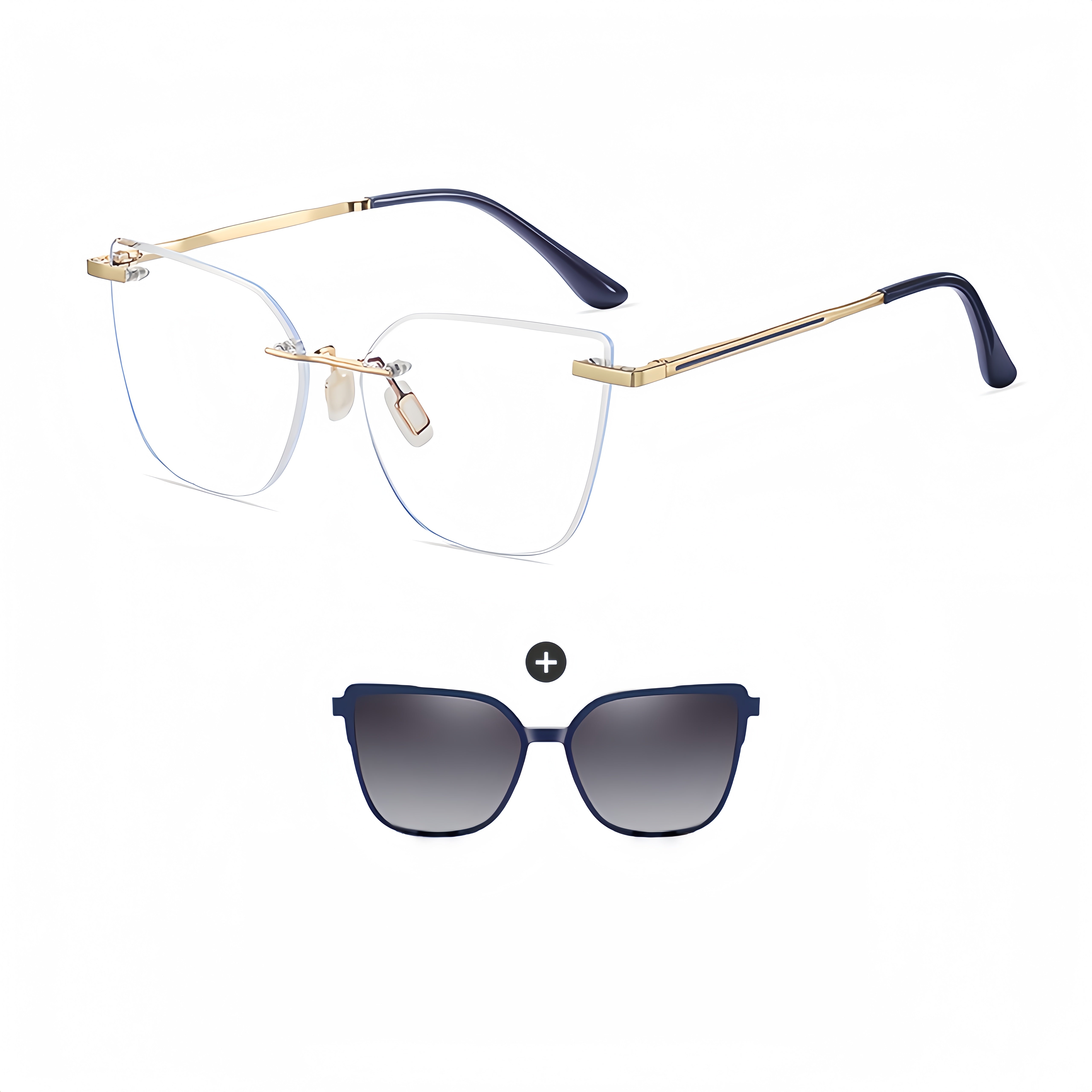 Women's TR90 Ultralight Prescription Frame with Magnetic Clip-on Sunglass Kit