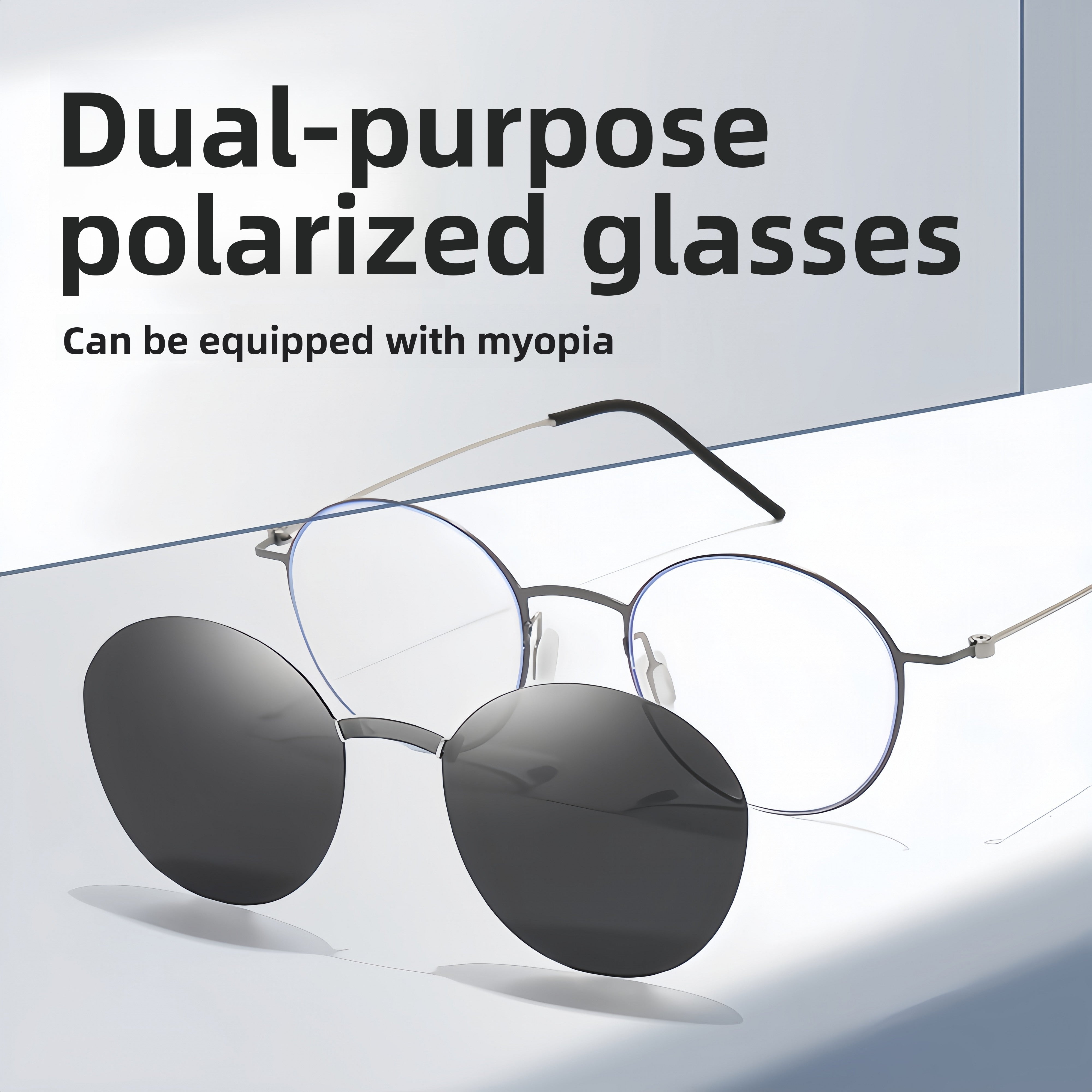 Round Magnetic RX Frame with Clip-On Sunglasses
