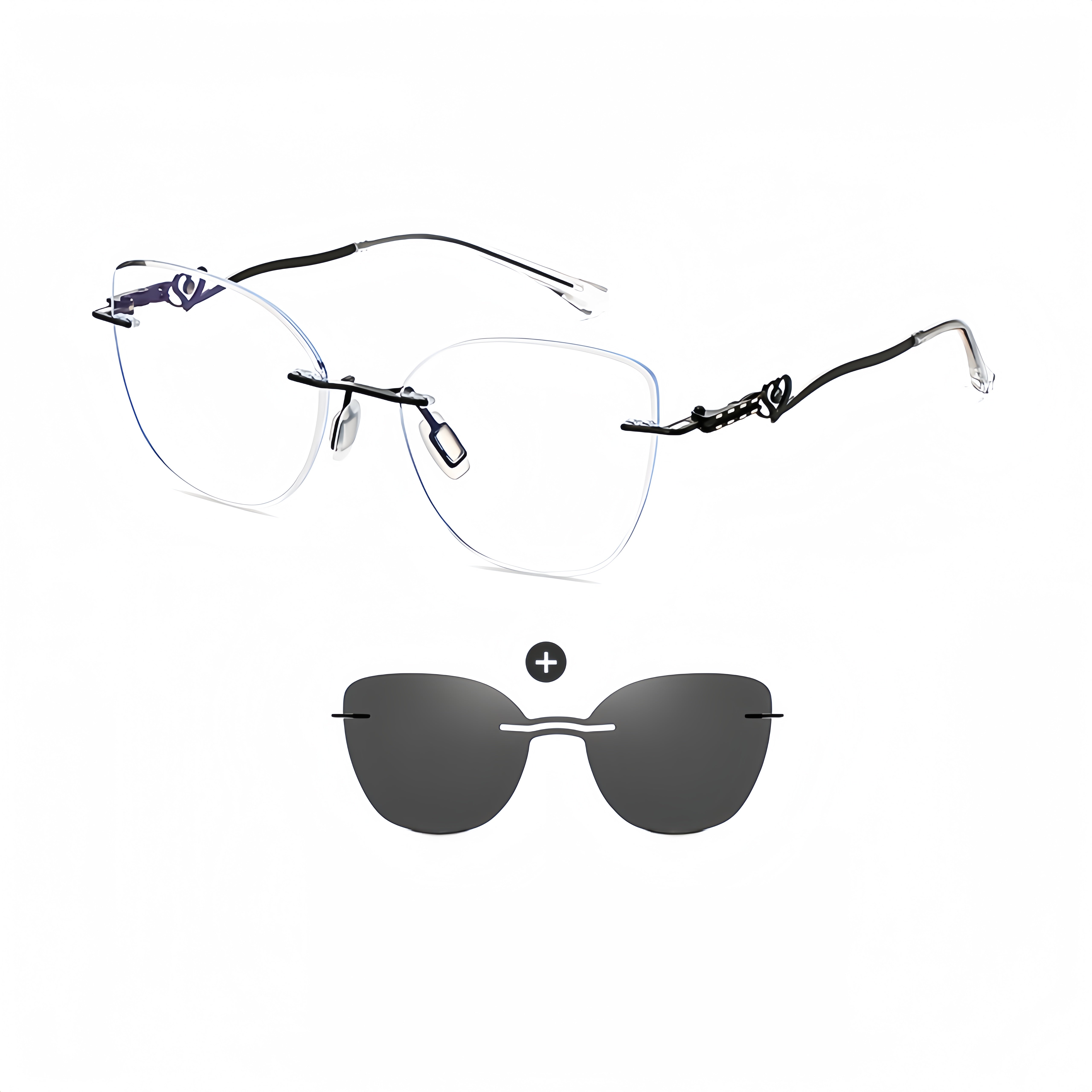 Women's Metal Frameless Prescription Glasses Frame