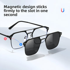 Men's Magnetic Clip-On Sunglasses + Prescription Glasses Frame