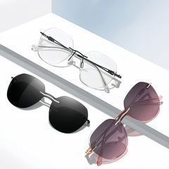Women's Magnetic Clip-on Sunglasses for Frameless Prescription Glasses