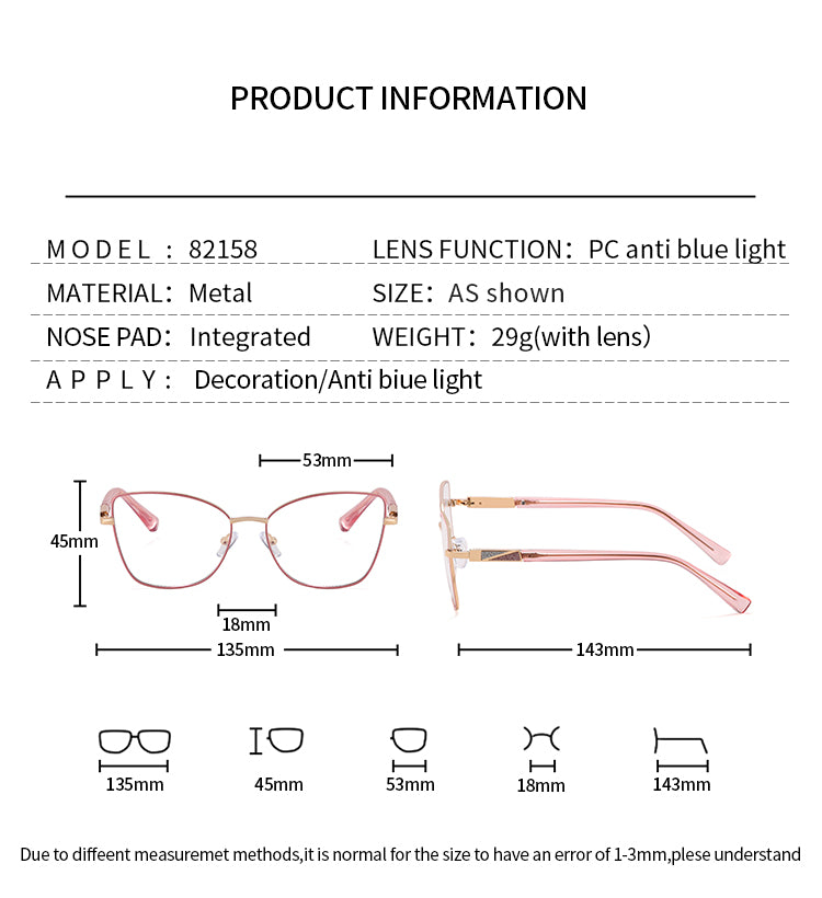 Women's Square Metal Glasses Frames