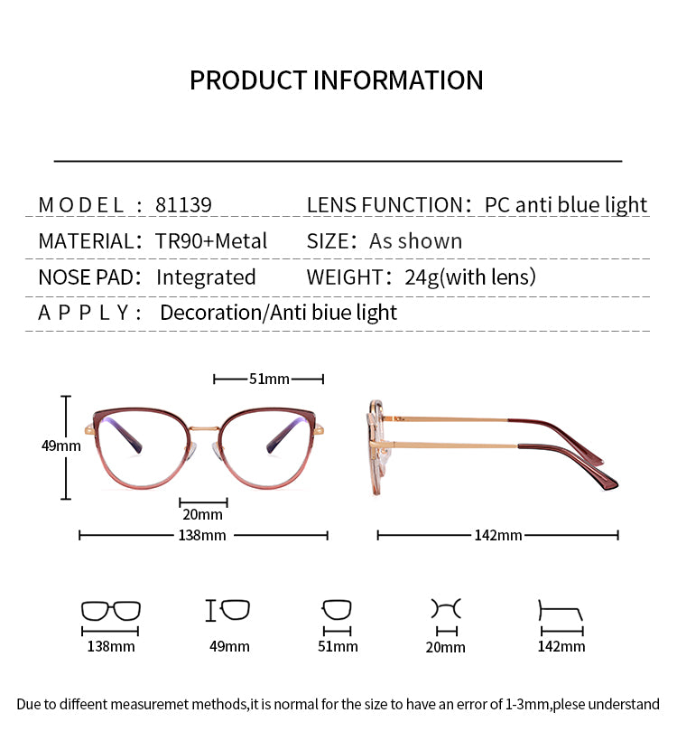 Women's TR90 Gradient Color Eyeglass Frame
