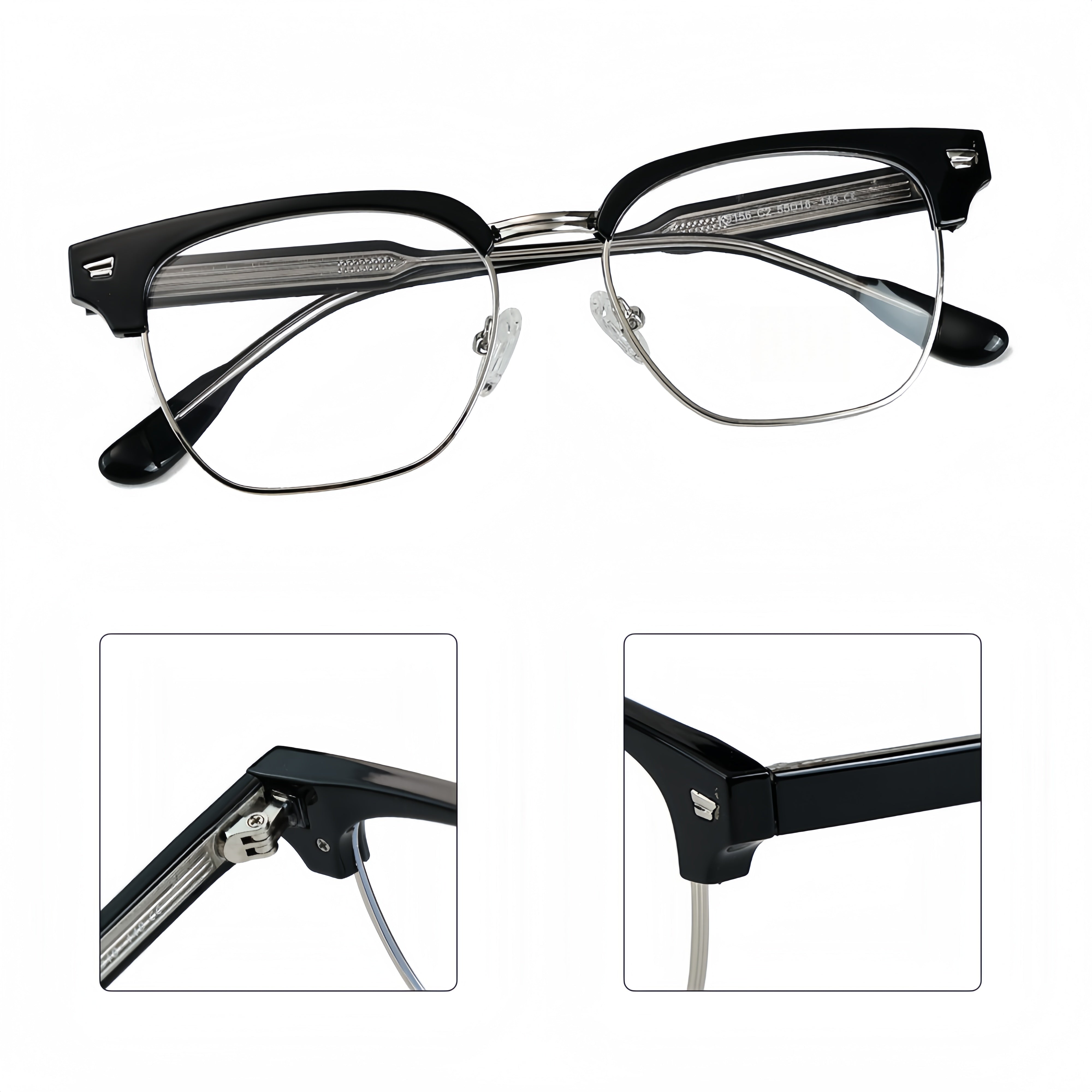 Unisex TR90 Browline Semi-Rimless Prescription Glasses