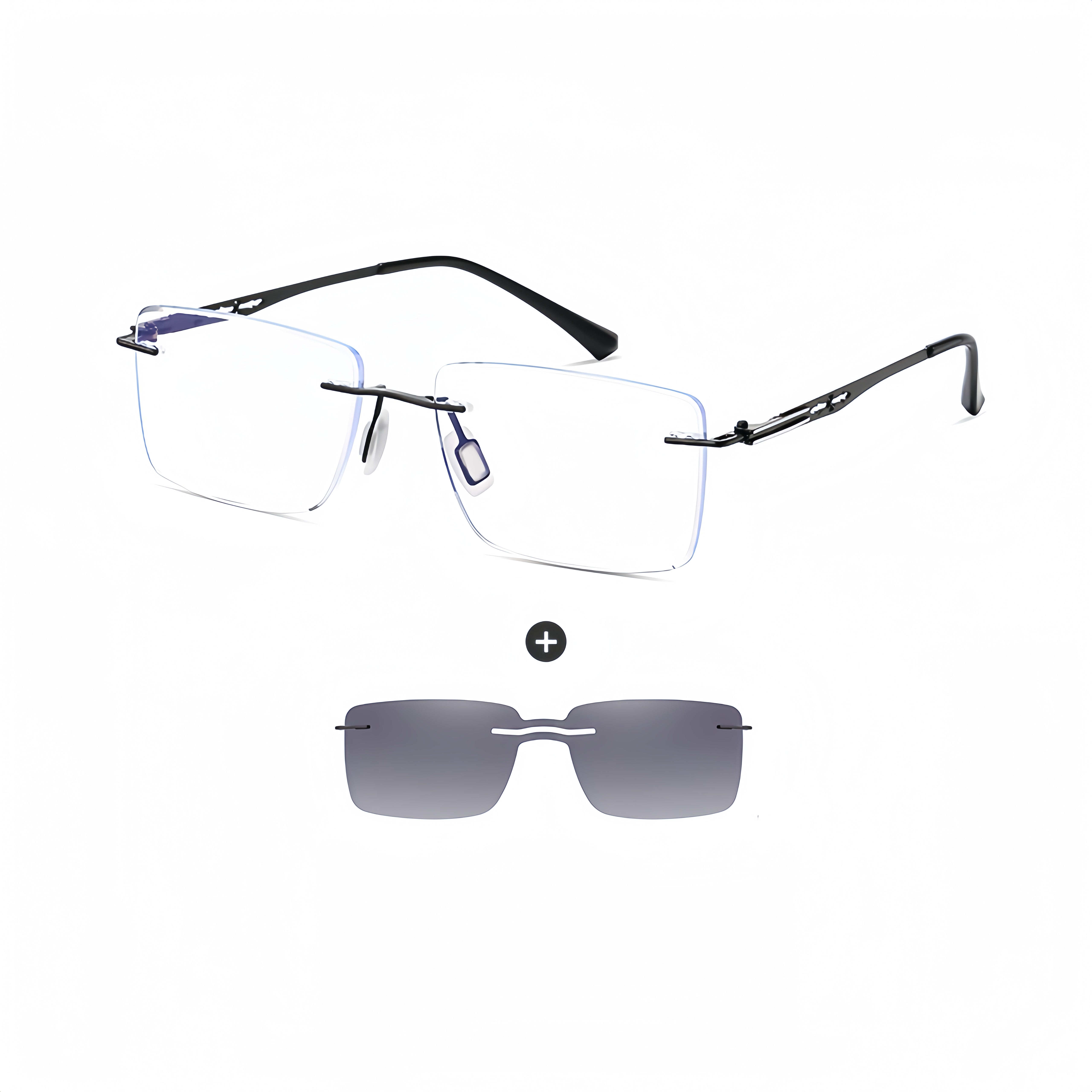 Rimless Rx Frame with Magnetic Clip-On System