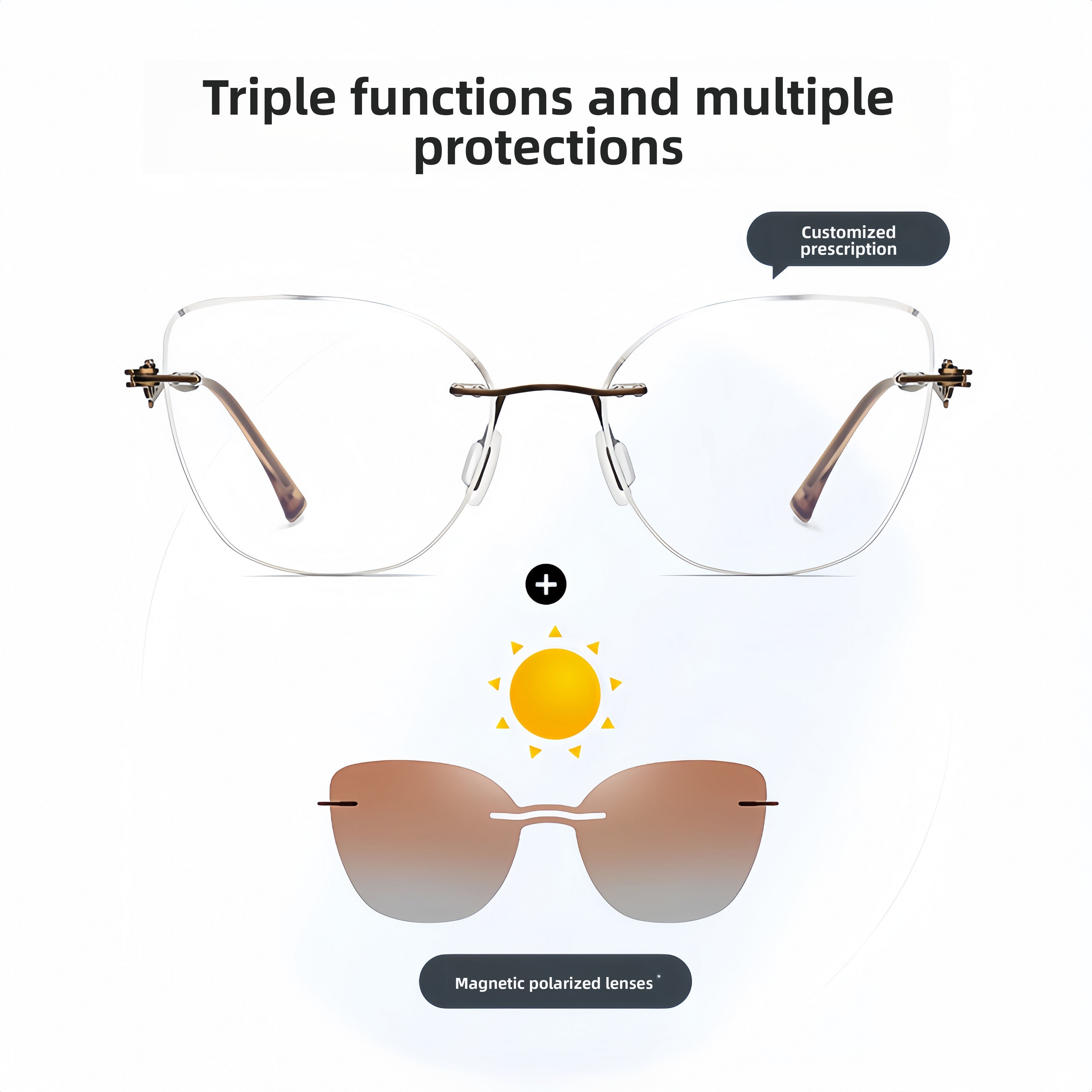 Women's Metal Frameless Prescription Glasses Frame