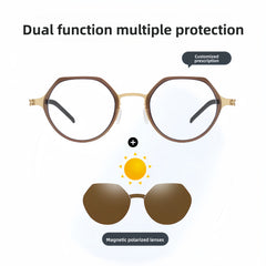 Geometric Titanium Frame with Mag-Polarized Clip-Ons