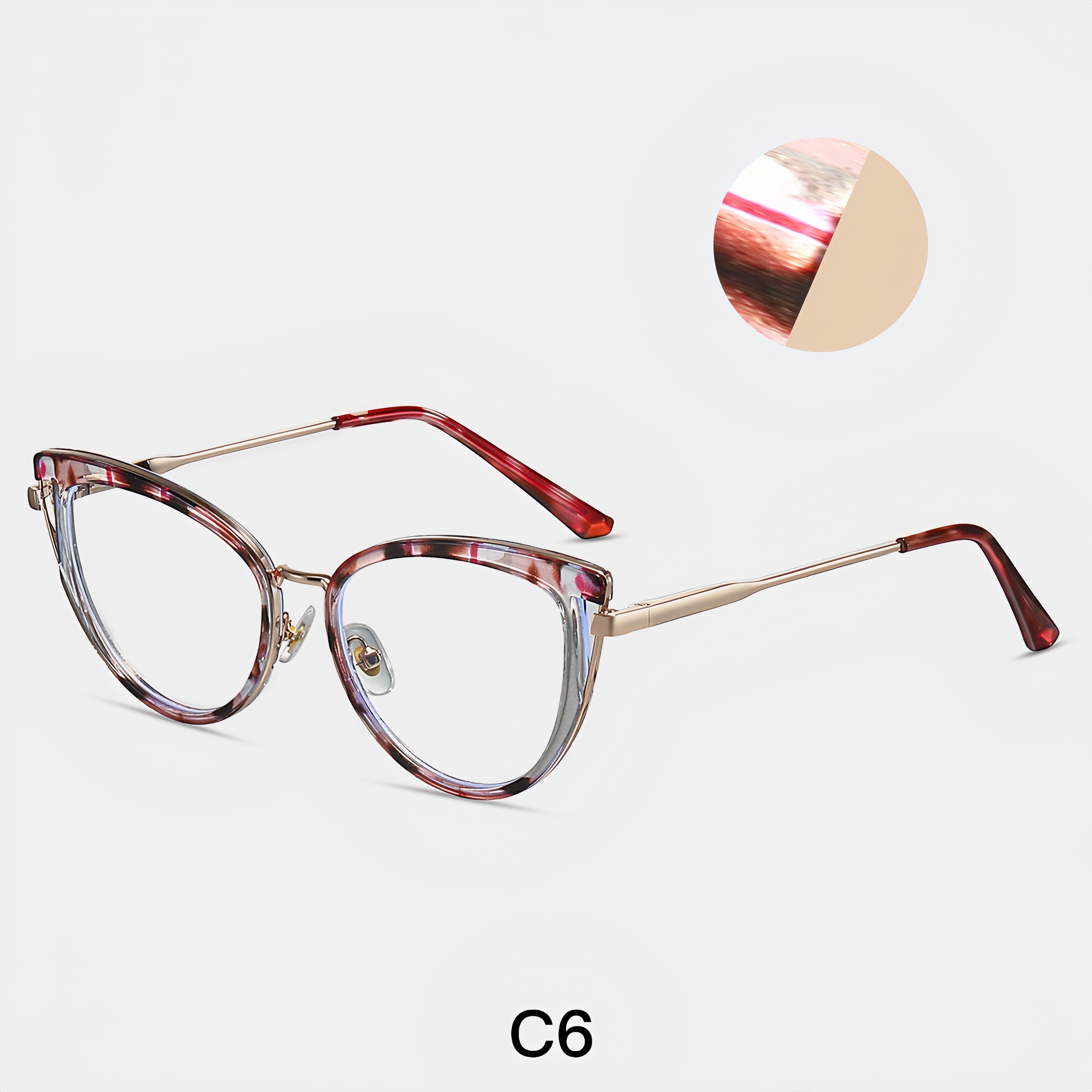 Women's TR90 & Metal Leopard Print Cat-Eye Eyeglass Frames