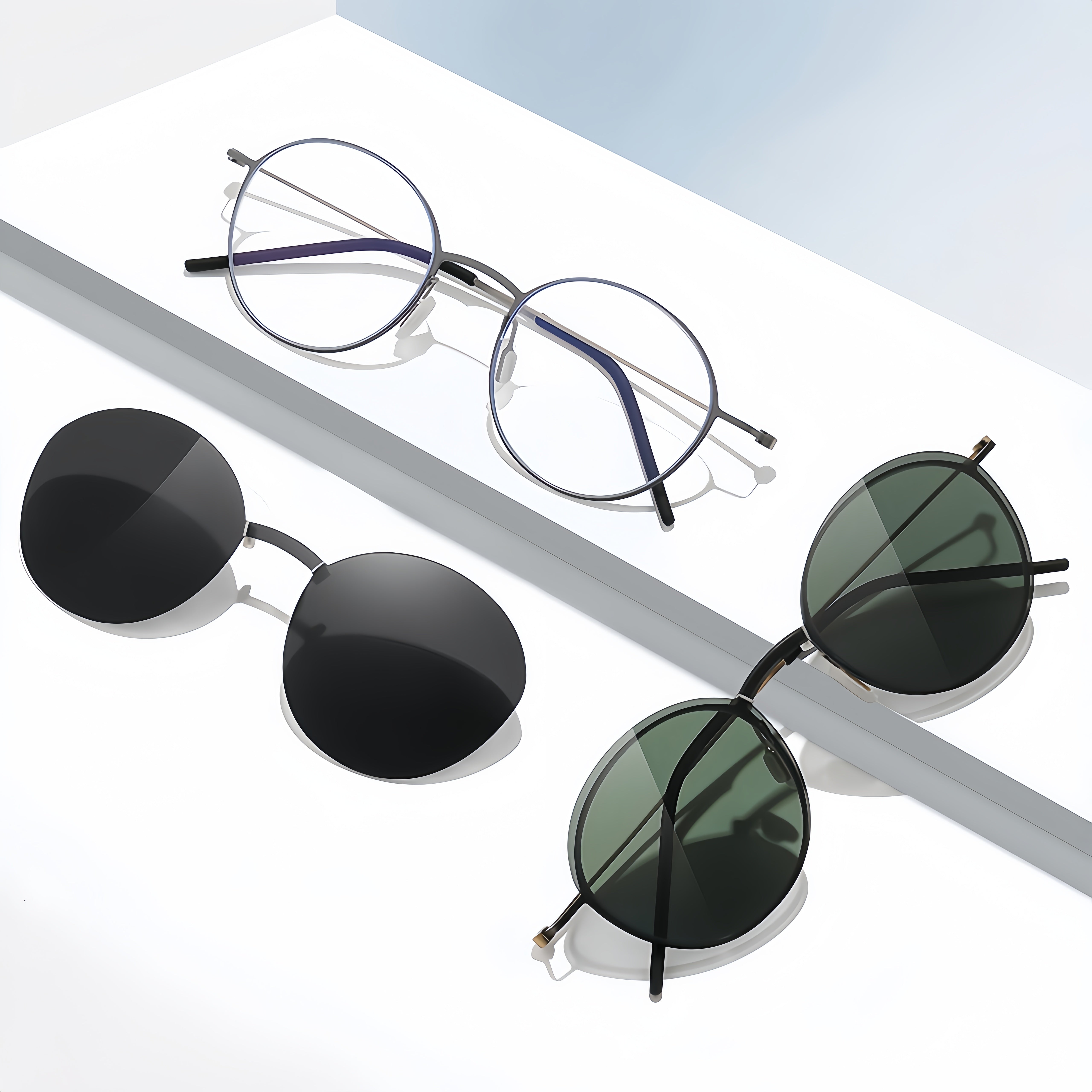 Round Magnetic RX Frame with Clip-On Sunglasses