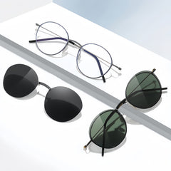 Round Magnetic RX Frame with Clip-On Sunglasses