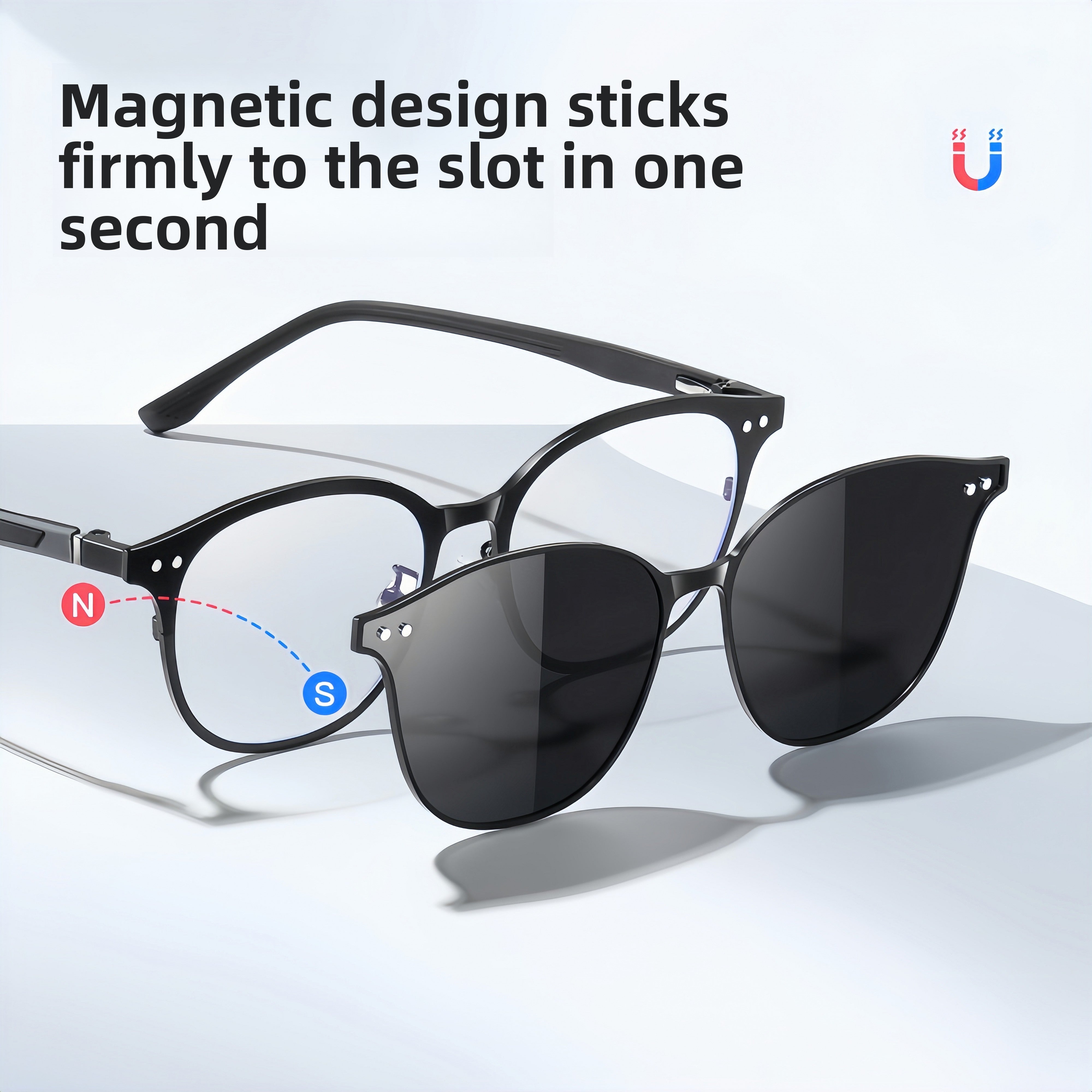 Men's Magnetic Clip-On Sunglasses Bundle with Rx-Ready Optical Frames