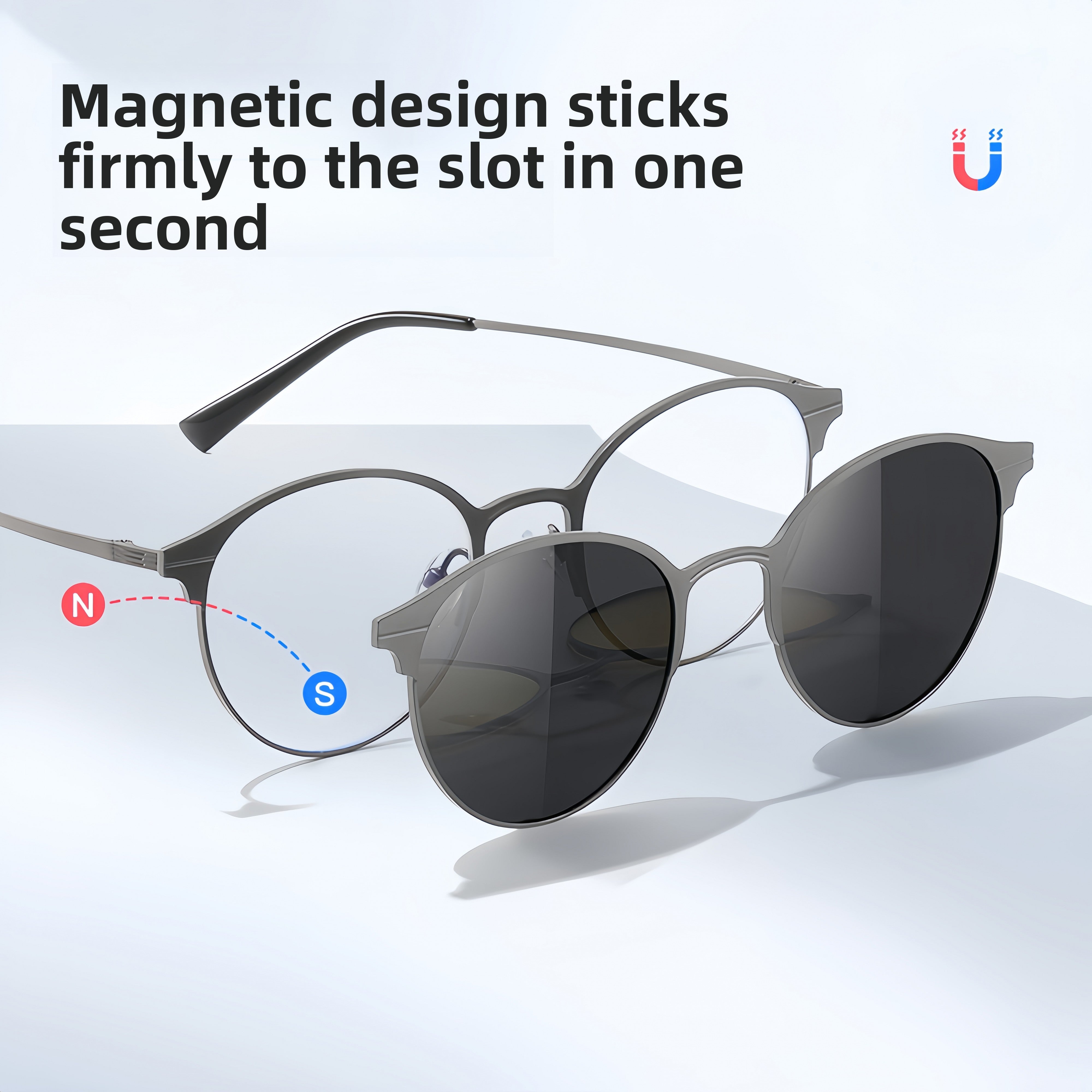Men's 3-in-1 Round Prescription Frame & Sunglasses Set