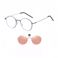 Round Magnetic RX Frame with Clip-On Sunglasses