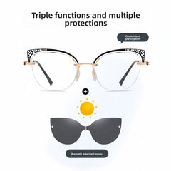 Women's 2-in-1 Magnetic Clip-on Prescription Glasses Set