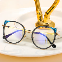 Dual-Tone Metal Full-Rim Cat-Eye Eyewear Frames