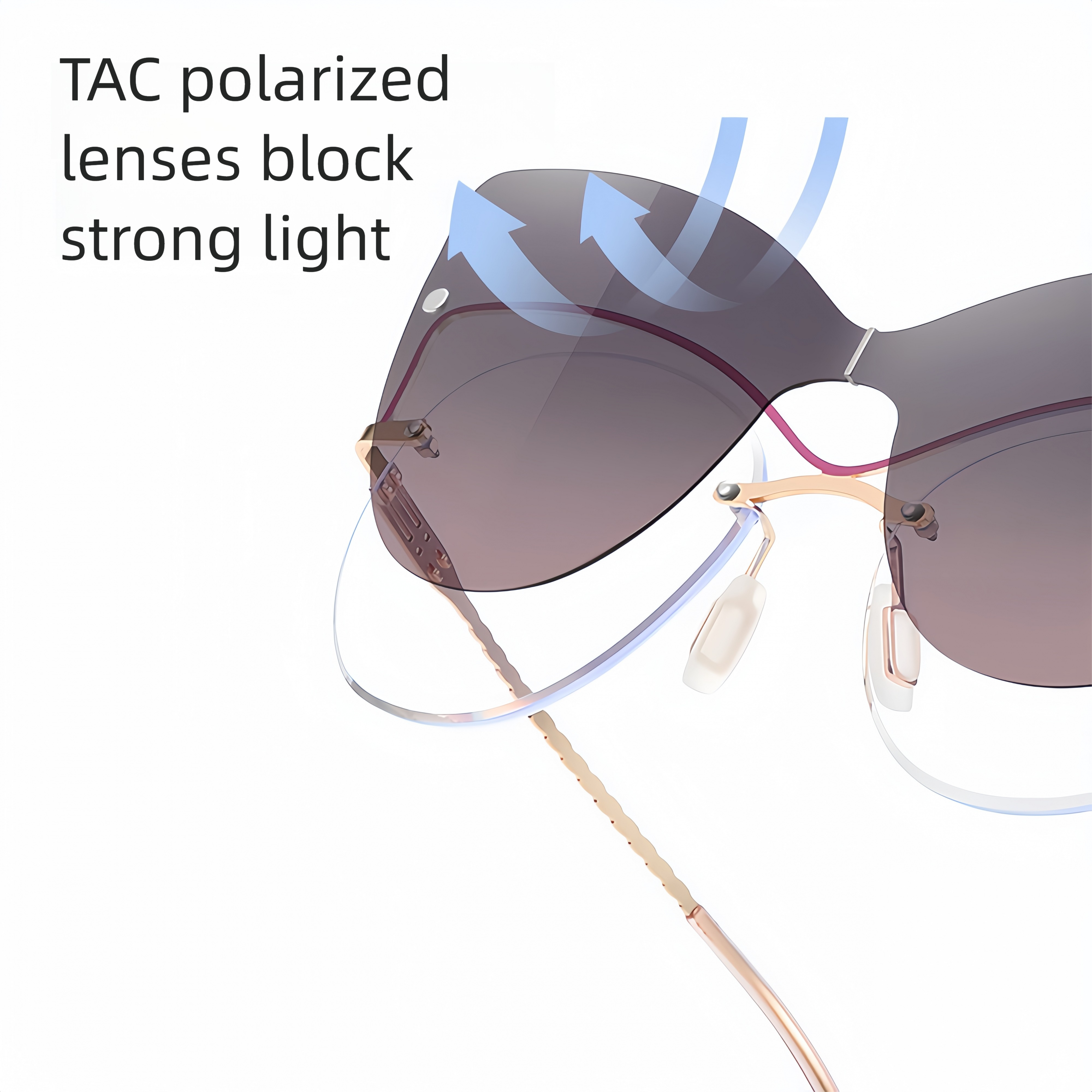 Women's Rimless Magnetic Clip-On Sunglasses Compatible with Prescription Frames