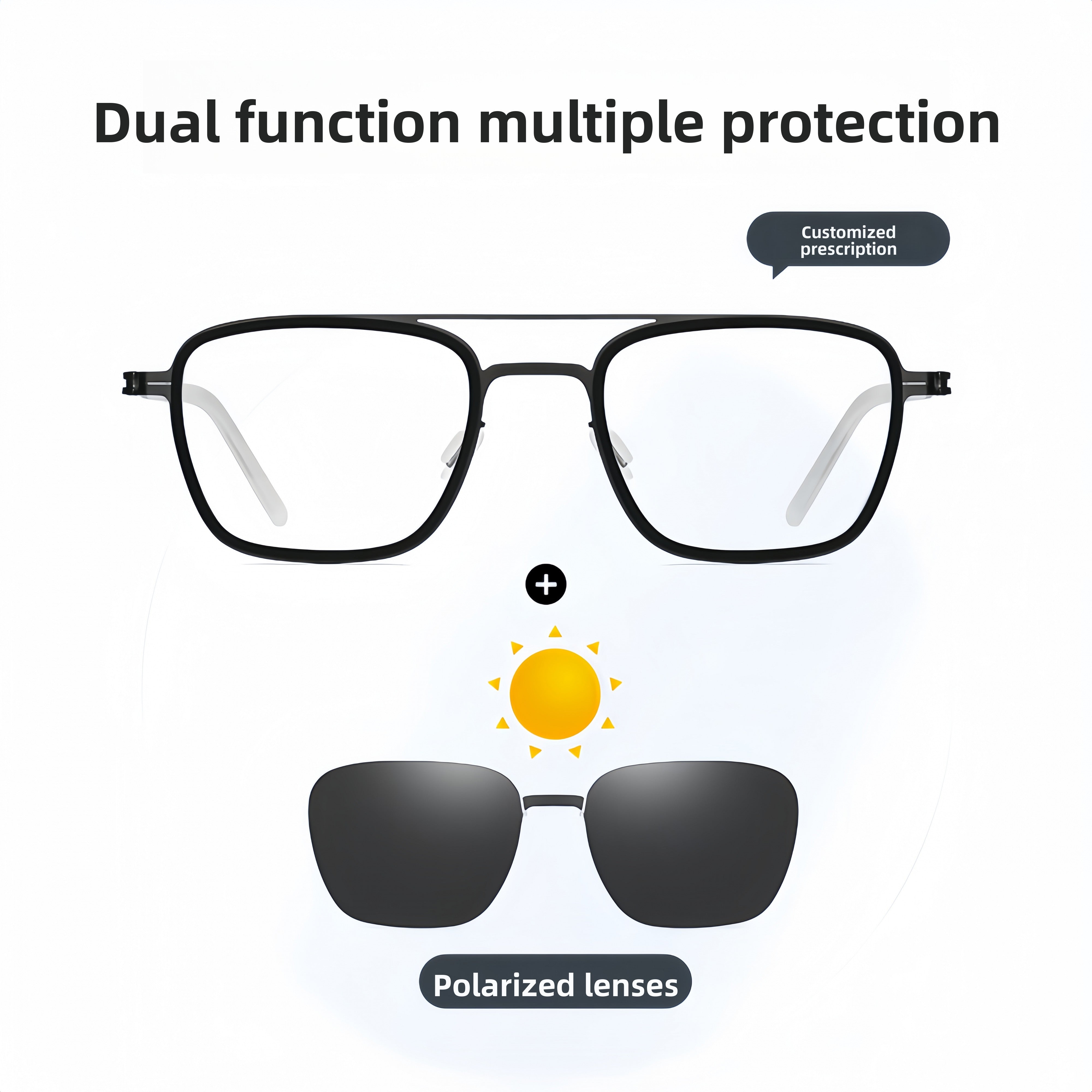 Clip-On Sunglasses Ultra Light - Screwless Prescription Frames