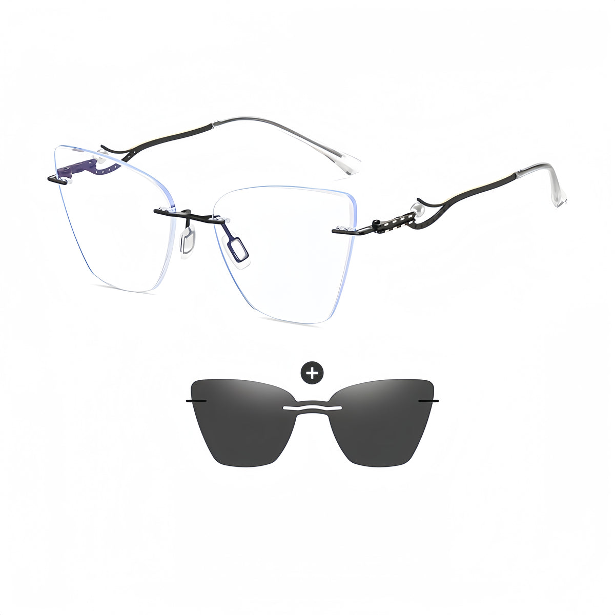Women's Rimless All-in-One Sunglasses & Prescription Eyewear Set