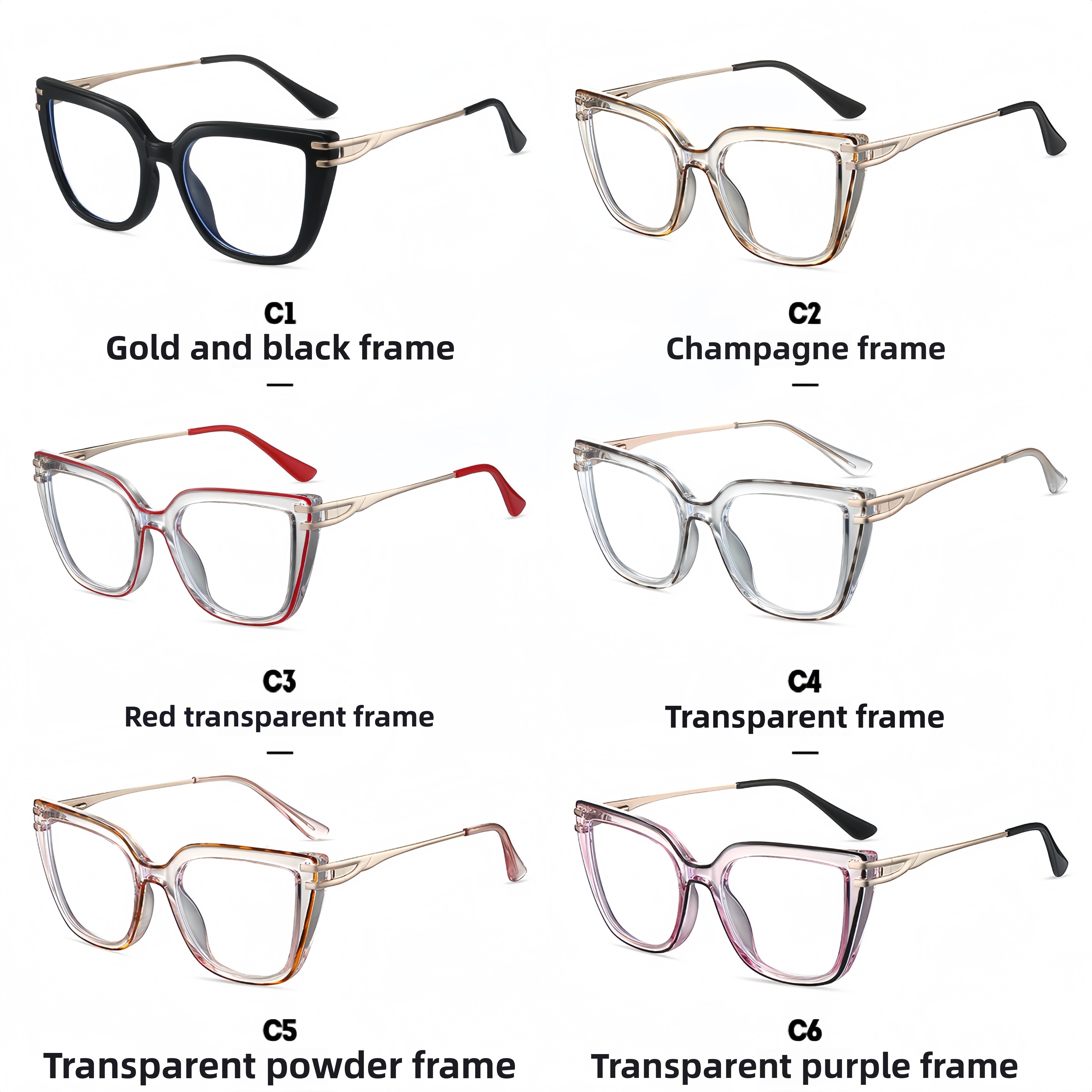 Women's TR90 & Metal Square Eyeglass Frames